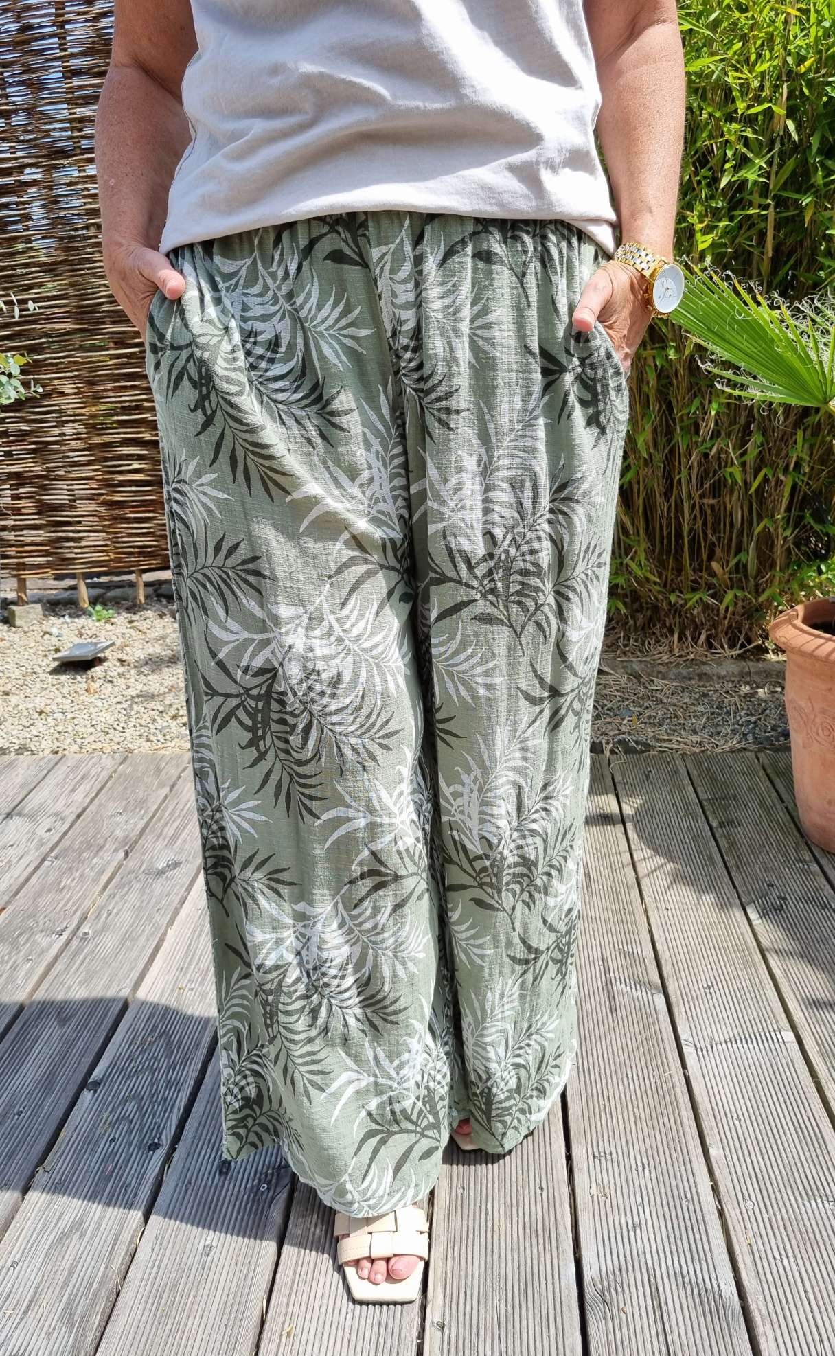 CULOTTE BURRO KHAKI 34-40 Made in Italy weite Hose PANT Sommerhose CULOTTE BURRO KHAKI 34-40 Made in Italy weite Hose PANT Sommerhose