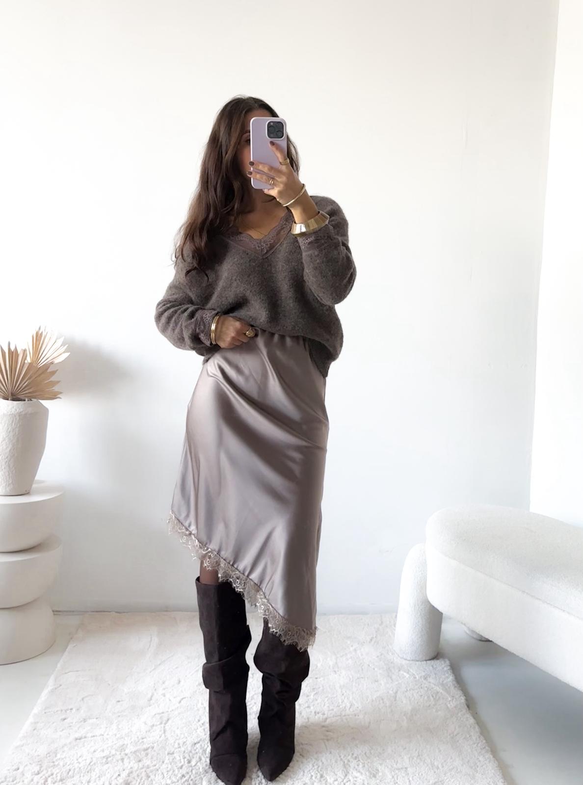 EDLER SILKY ROCK MARIE mit Spitze Made in Italy 34 -40