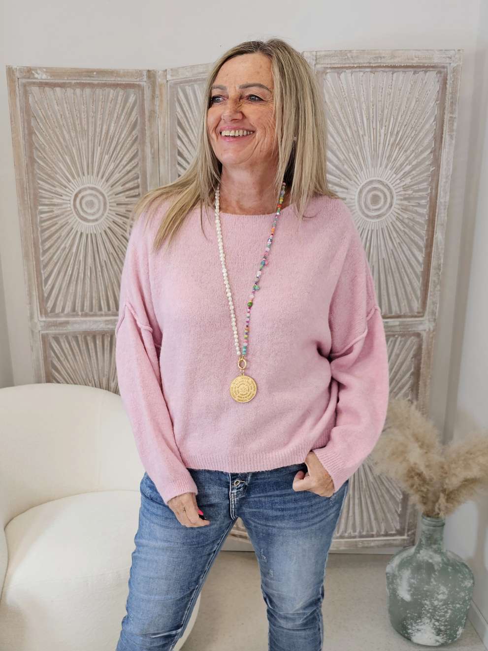 KNIT SWEATER LORENA ROSA Made in Italy 34-40 Strick Pullover