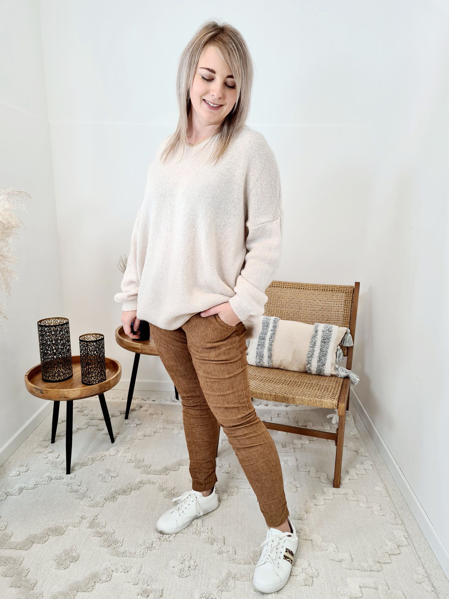 LIGHT KNIT SWEATER RENO CREME Strickpullover Pullover Langarm Longsleeve 34-42 Oversize Made in Italy LIGHT KNIT SWEATER RENO CREME Strickpullover Pullover Langarm Longsleeve 34-42 Oversize Made in Italy