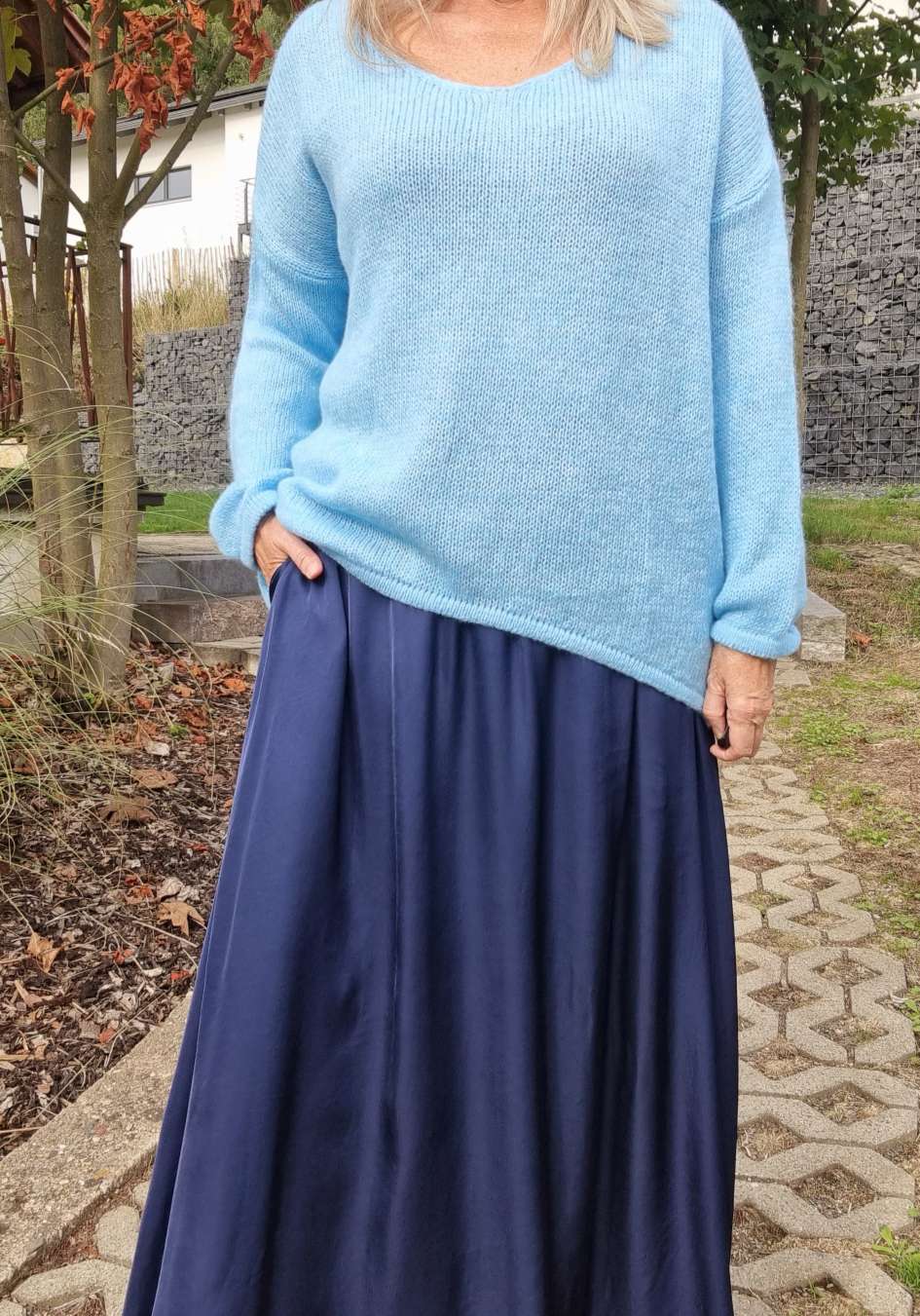 OVERSIZE KNIT SWEATER CARO BLAU edler Strickpullover Pullover 34-42/44 Vokuhila Made in Italy OVERSIZE KNIT SWEATER CARO BLAU edler Strickpullover Pullover 34-42/44 Vokuhila Made in Italy