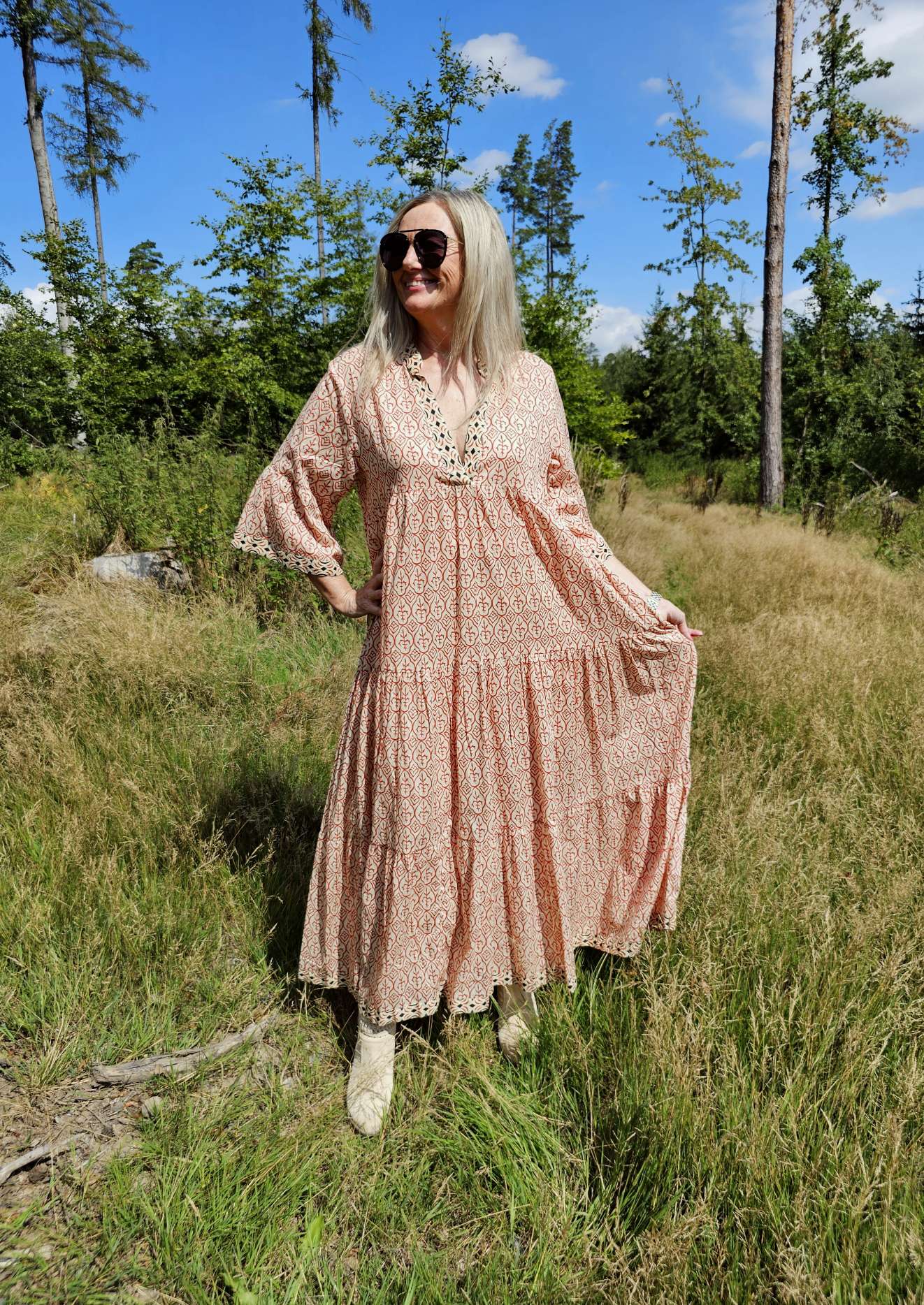 TUNIKA KLEID MADISON ROT 34-42 Italy Style langes Sommerkleid DRESS