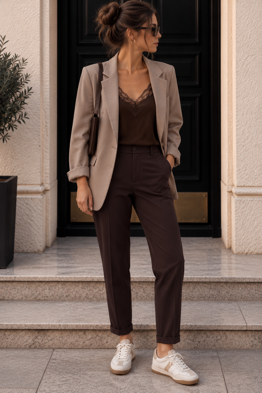 Chino Hose Uni H0066 Schoko I Made in Italy