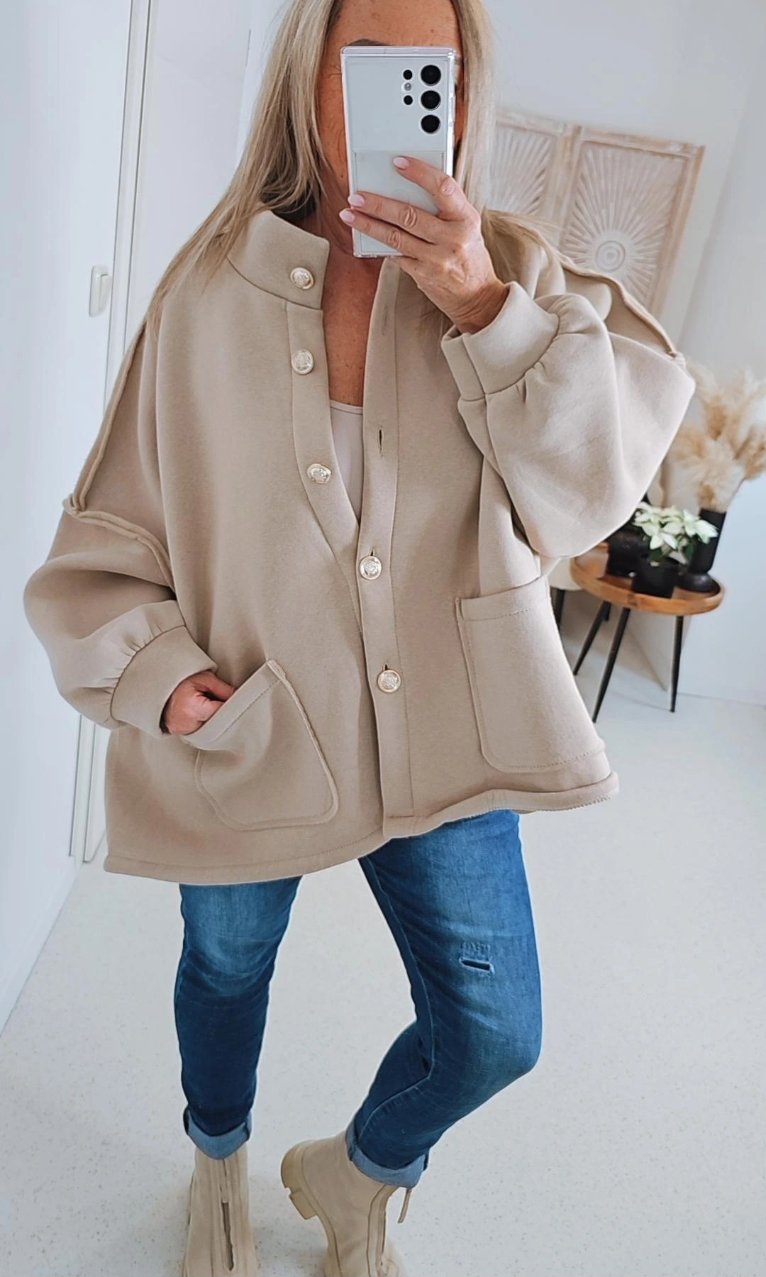 OVERSIZE SWEATSHIRT JACKE VERONA Made in Italy 34-46 Sweatshirtjacke