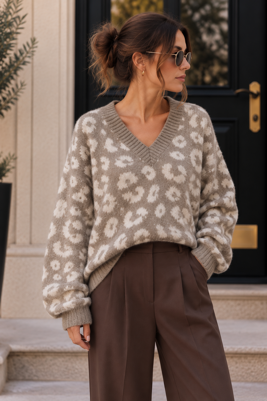 Leo-Pullover mit V-Ausschnitt I P0069 I Made in Italy 34-44/46