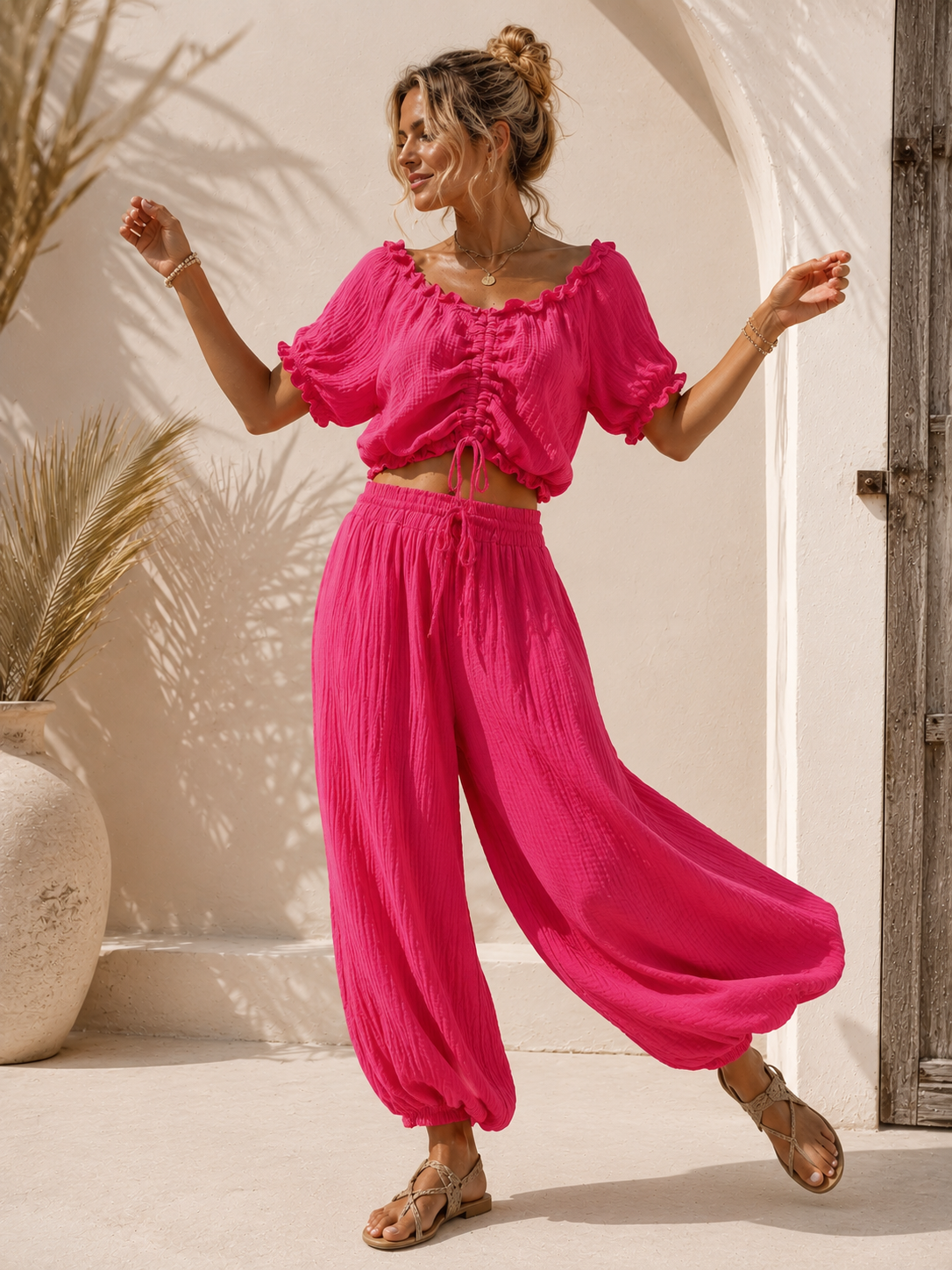 Bluse Cropped Musselin Savanna UNI Made in Italy 34-40/42