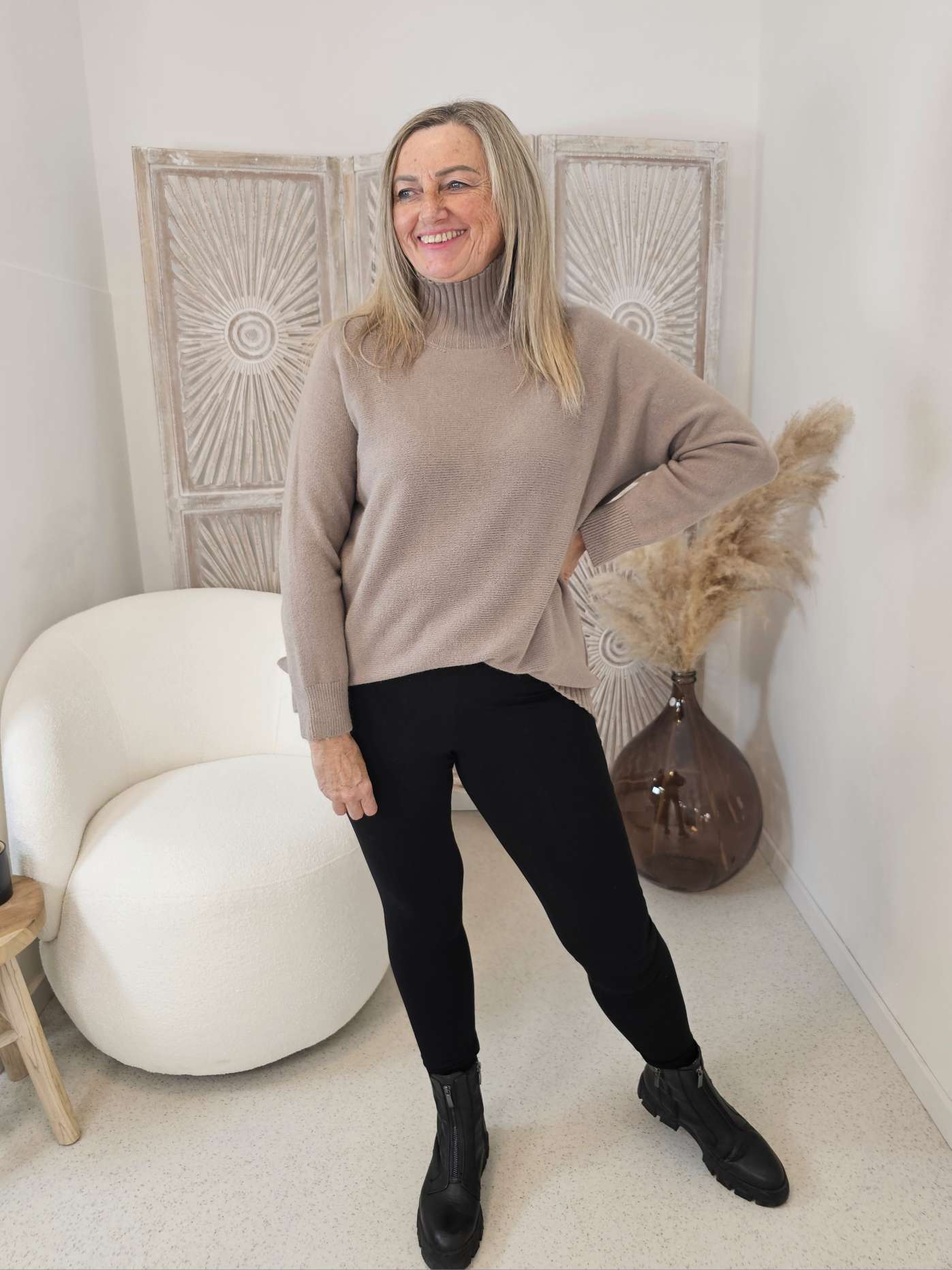 LIGHT KNIT SWEATER ALISON Stehkragen Oversize 34- 42 Made in Italy Pullover LIGHT KNIT SWEATER ALISON Stehkragen Oversize 34- 42 Made in Italy Pullover