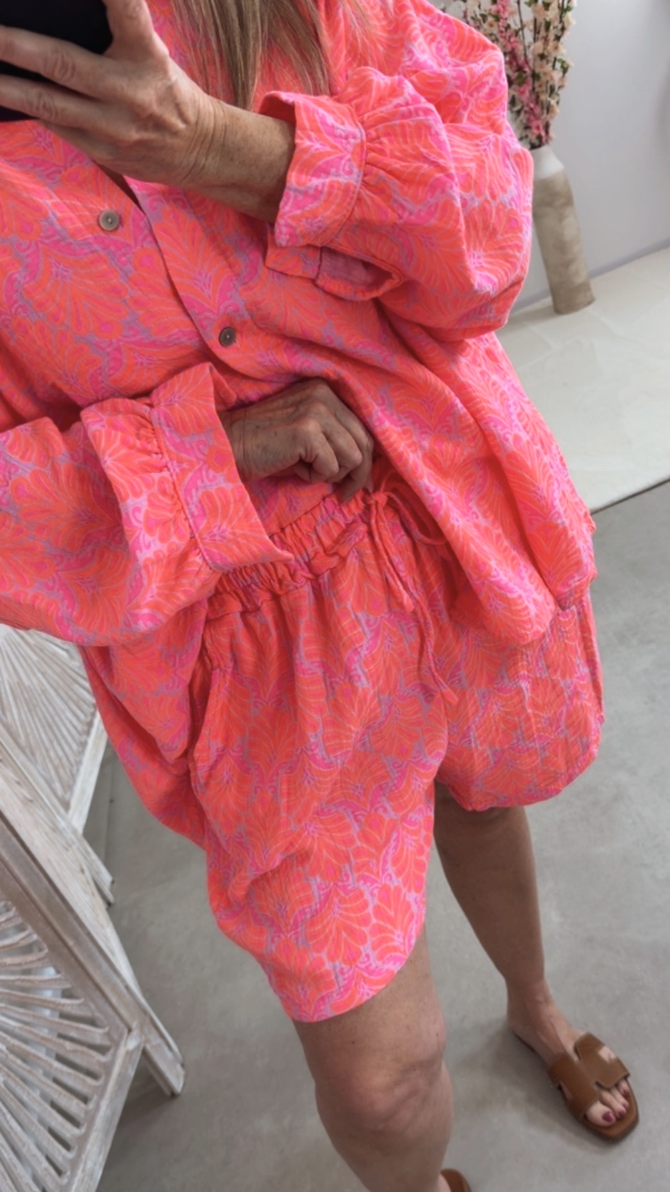 💖✨🌿 Musselin-Shorts Gina Fantasy-Muster Made in Itlay 34-42