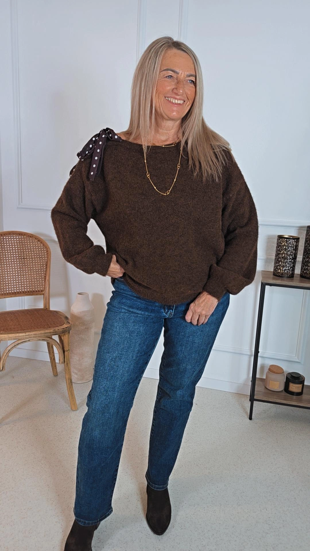 COZY KNIT SWEATER MACY Schleife Made in Italy 34 -44 Strick Pullover