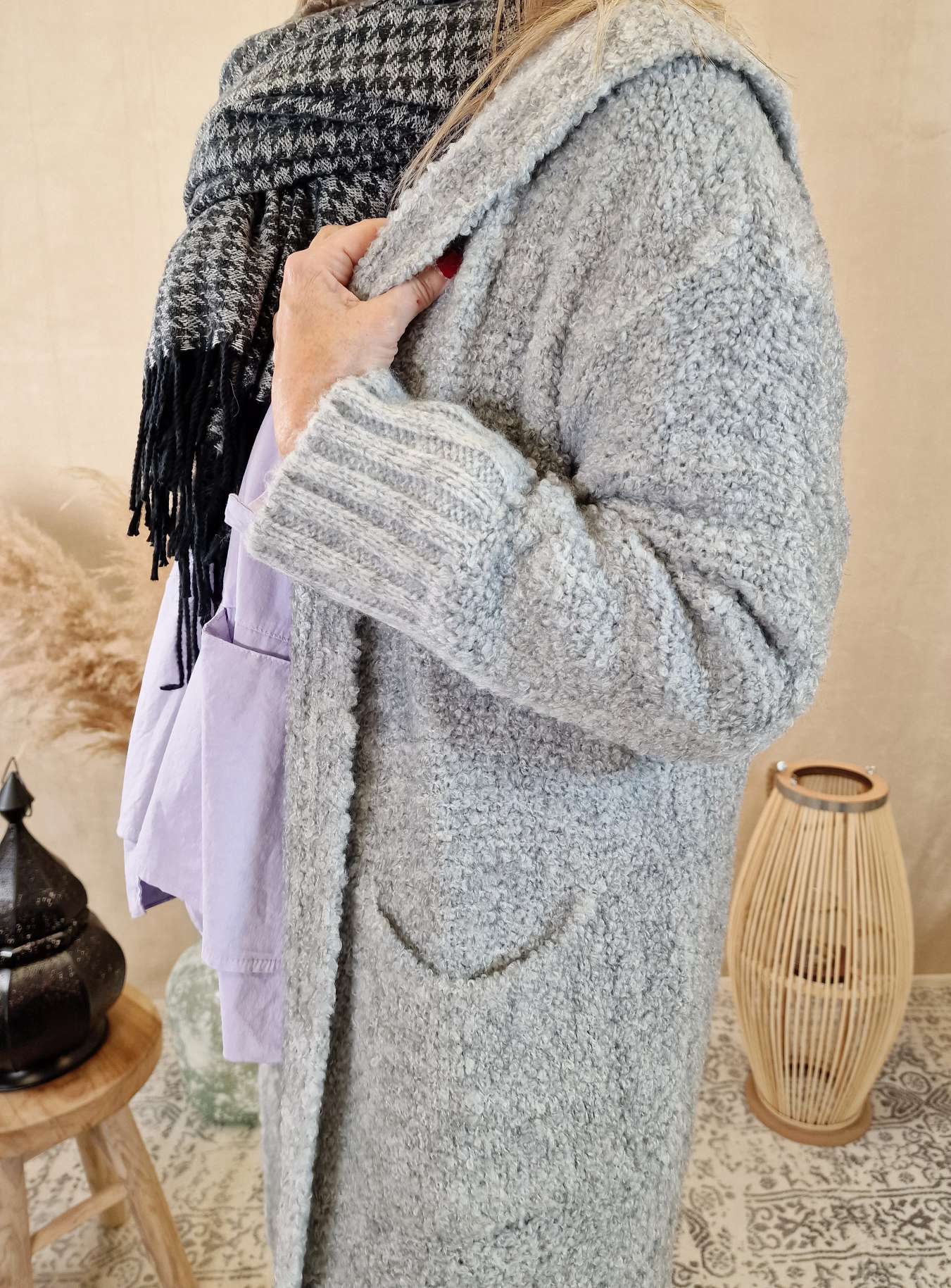 2. WAHL - KNIT CARDIGAN FINNY GRAU 34-42  Made in Italy Strickjacke Strickmantel Mantel