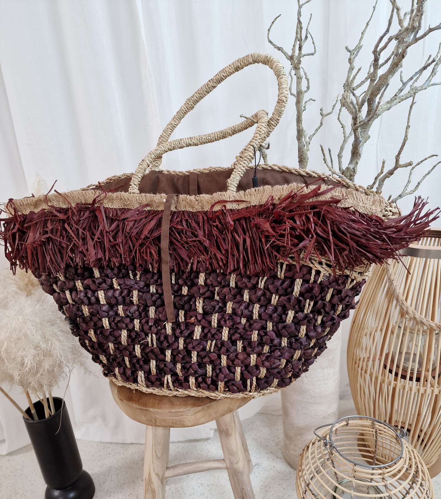 XXL BEACH BAG RASMUS BRAUN Italy Design Bohemian Tasche Beach Korb Basttasche Strand