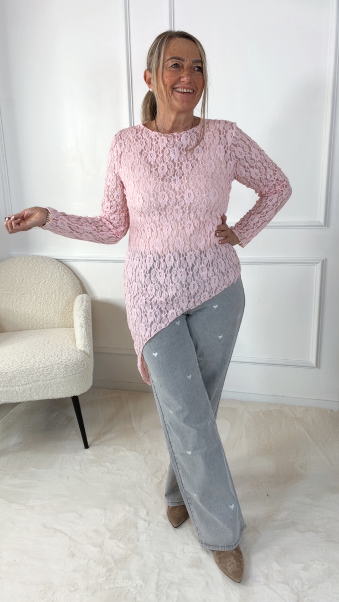 SPITZENTOP ASTRID  ASYMMETRISCH Made in Italy 34 - 40