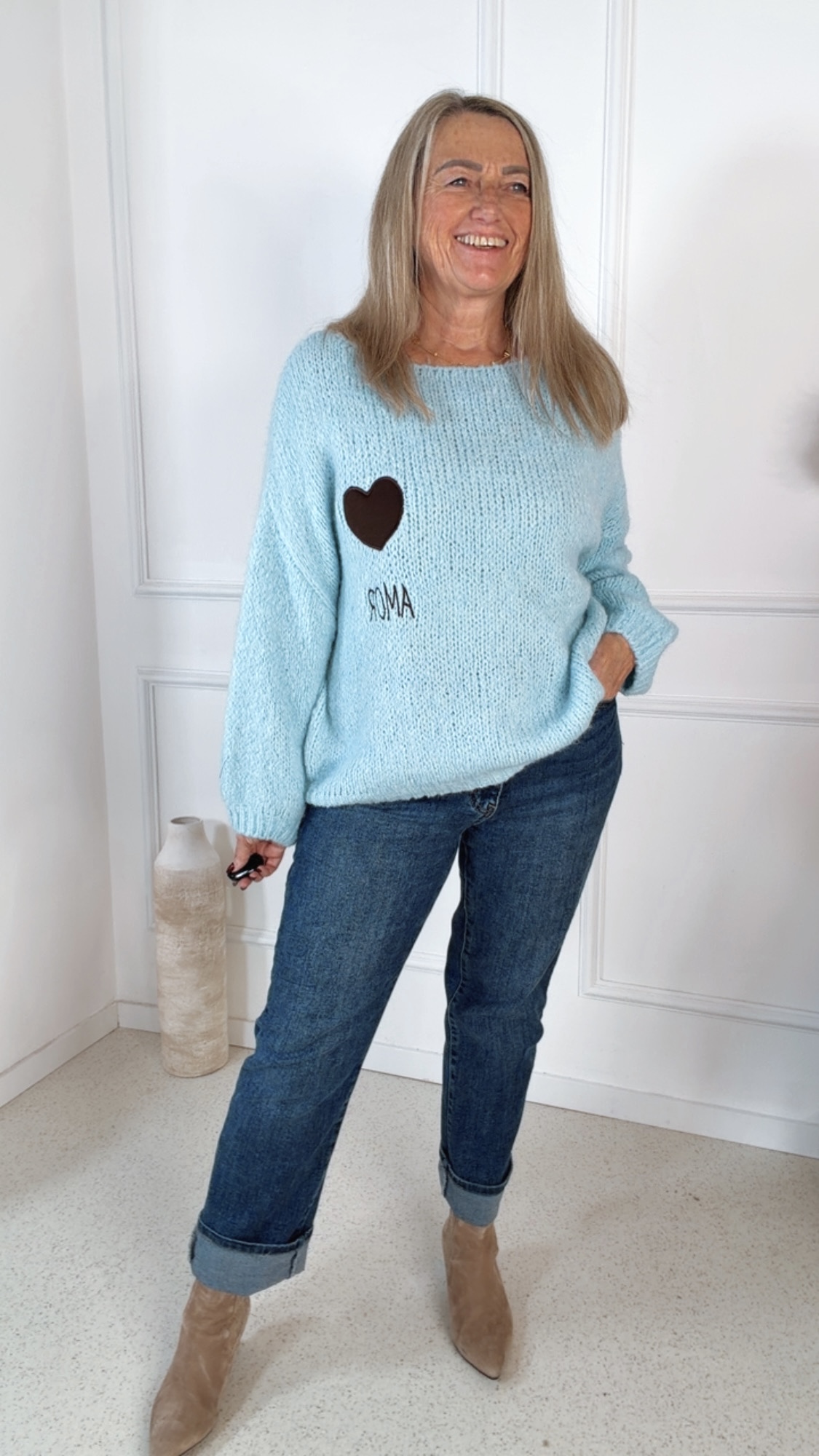 BASIC KNIT SWEATER MARIANNE HERZ Made in Italy 34- 44 PULLOVER STRICKPULLOVER