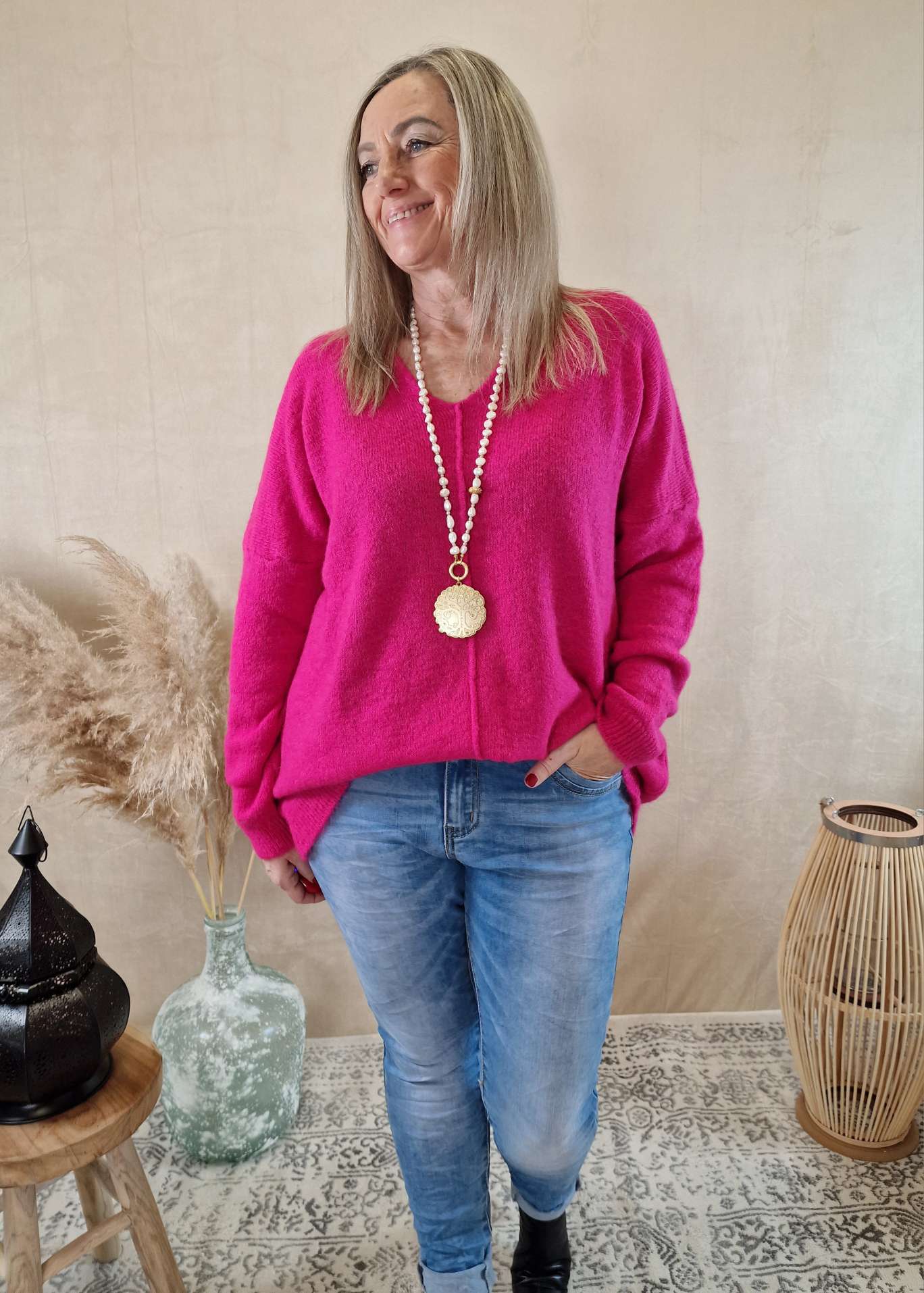 EXKLUSIVER KNIT SWEATER MERAN PINK Strick Pullover Made in Italy 34-42 