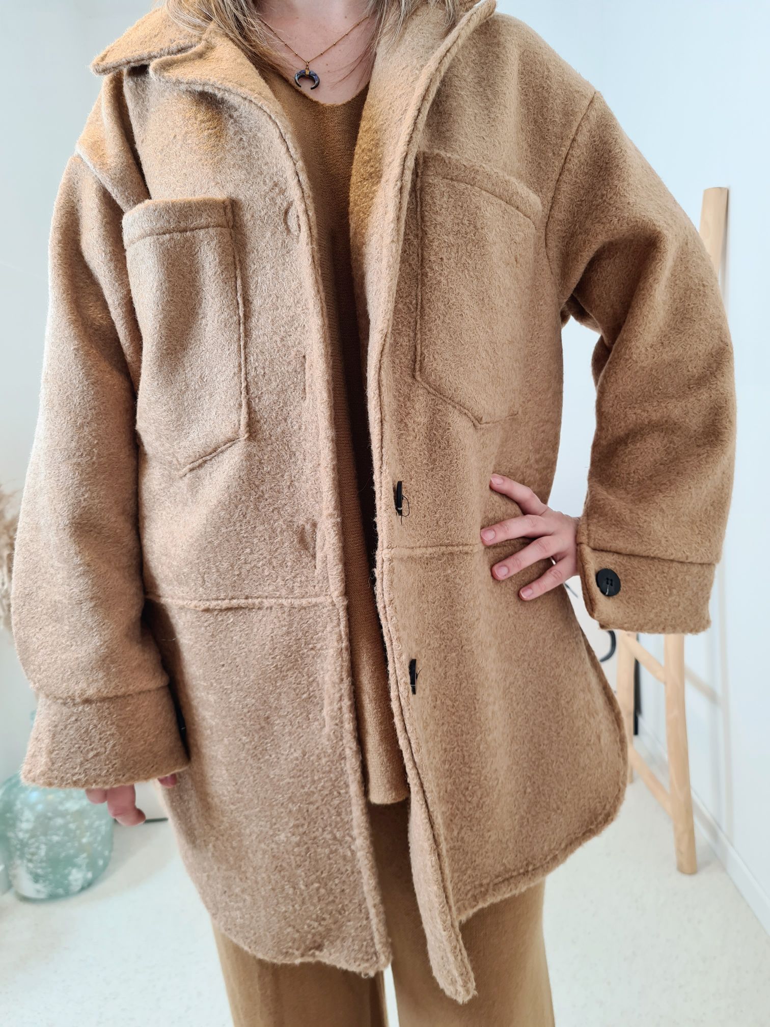 WOLL MANTEL KURZ SANDRO CAMEL 34-42 Made in Italy Winter Jacke Fleece COAT WOLL MANTEL KURZ SANDRO CAMEL 34-42 Made in Italy Winter Jacke Fleece COAT