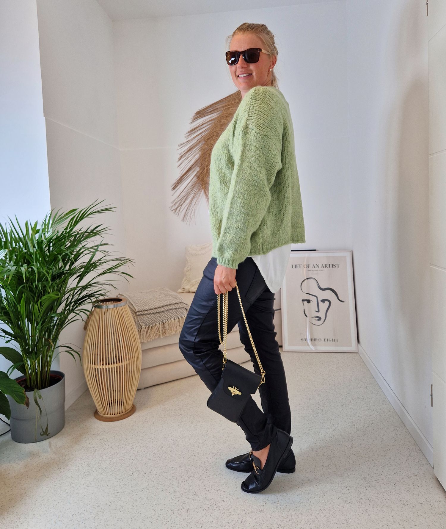 KNIT CARDIGAN MILLY GRÜN 34-42 Made in Italy kurze Strickjacke KNIT CARDIGAN MILLY GRÜN 34-42 Made in Italy kurze Strickjacke