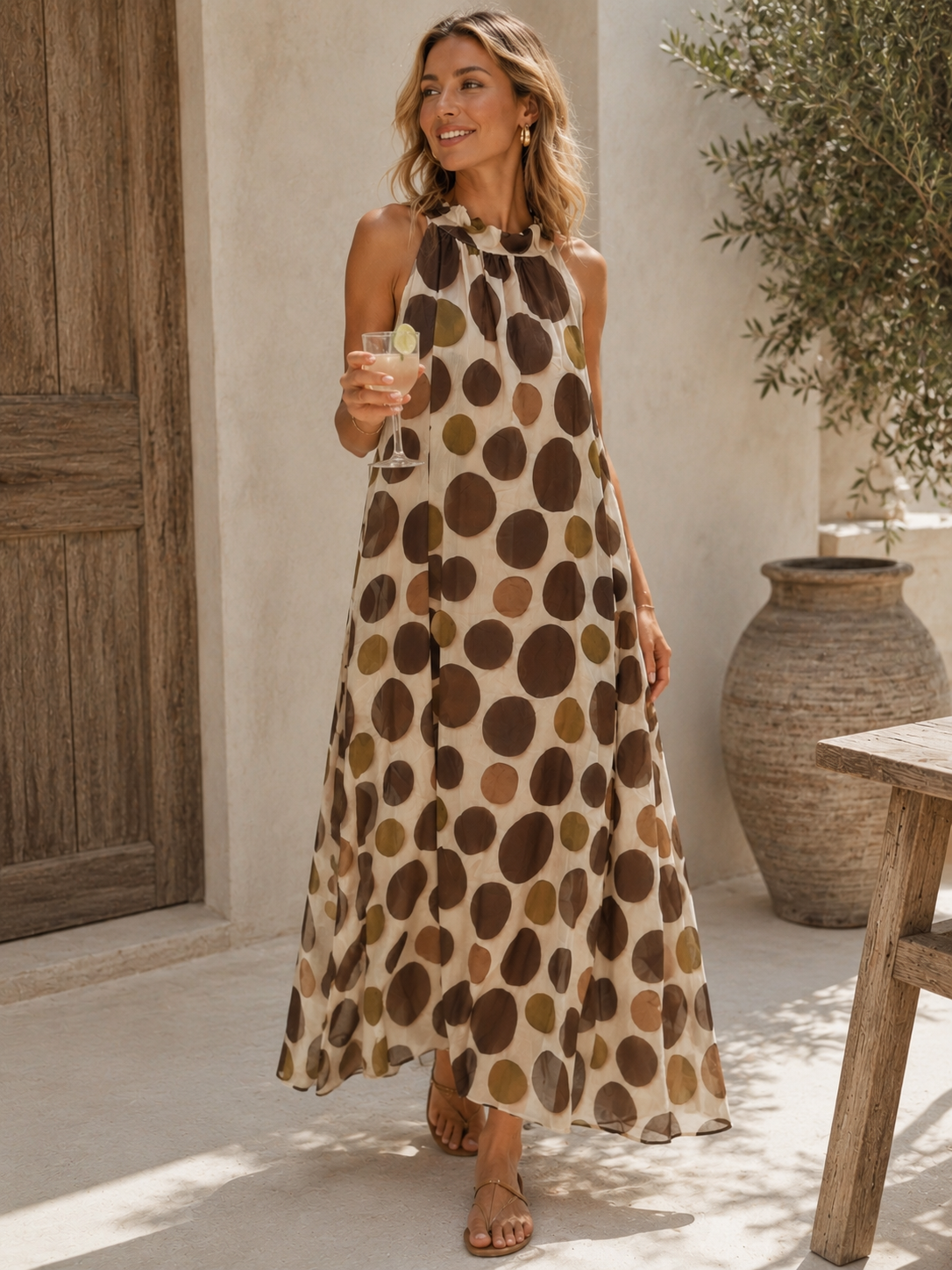 Polka Dots Kleid Zakynthos – Made in Italy | Passend bis zu einer guten Größe 42