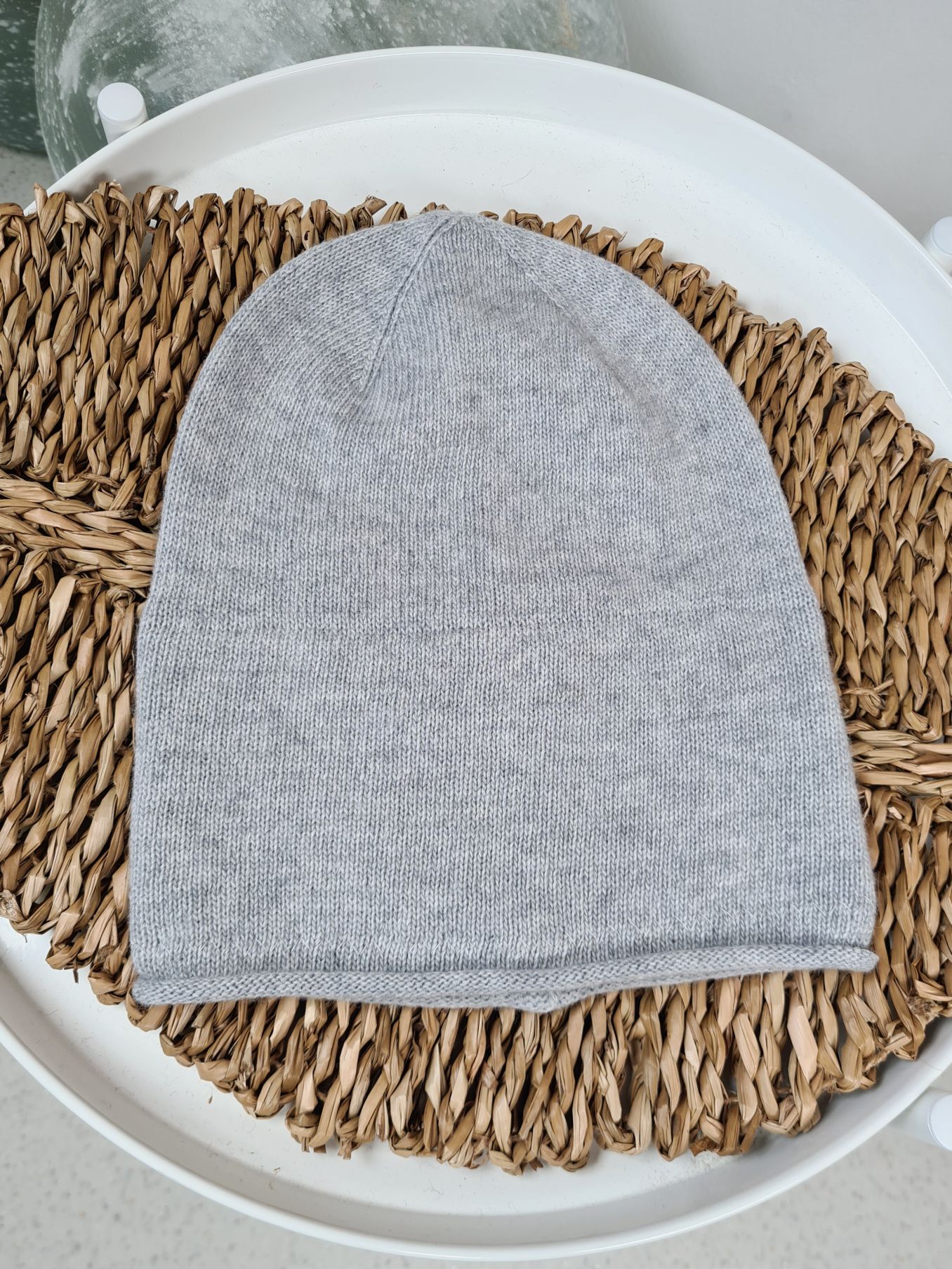 CASHMERE BEANIE CARO GRAU ZWILLINGSHERZ Wintermütze Italy Design Strick Mütze