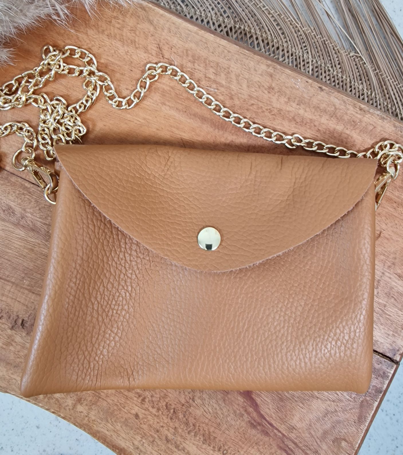 CROSSBODY HANDYTASCHE ROSIE CAMEL  vera Pelle Made in Italy