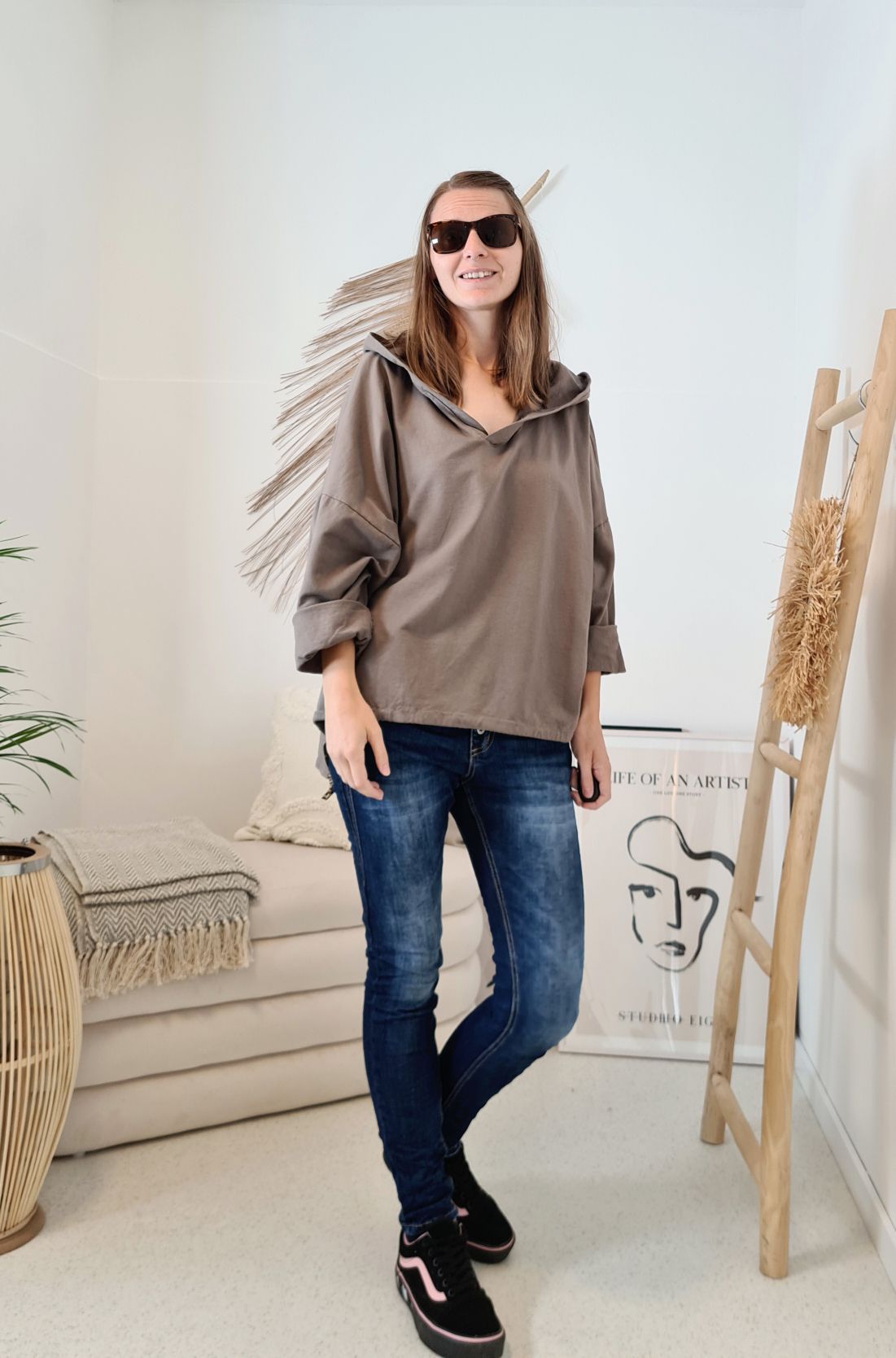 HOODIE NAOMI TAUPE Sweater Kapuze Made in Italy 34-42 Longsleeve Pullover LEO Leopard HOODIE NAOMI TAUPE Sweater Kapuze Made in Italy 34-42 Longsleeve Pullover LEO Leopard