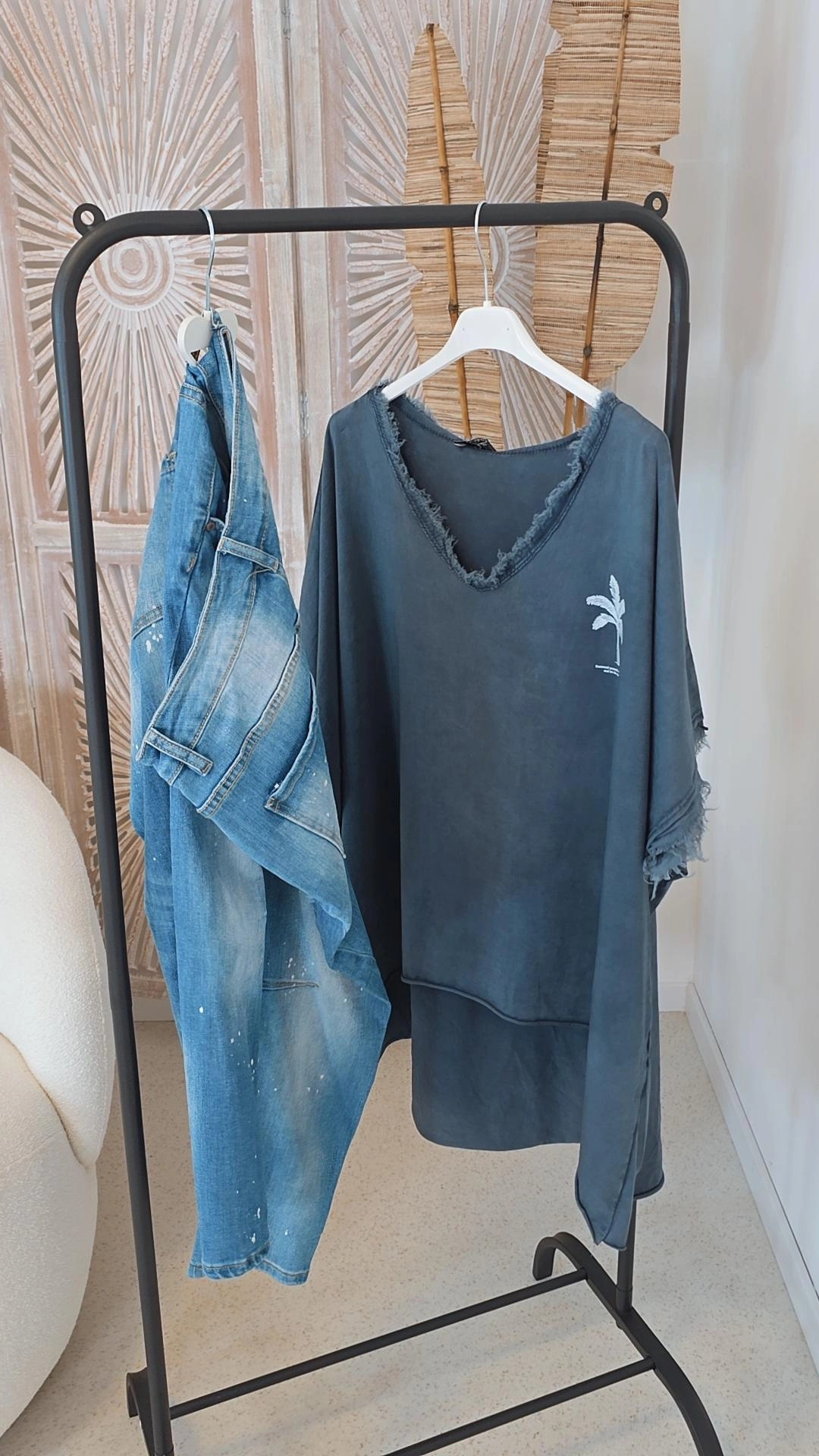 BASIC SHIRT ALOHA PALMS STONEWASHED VOKUHILA Made in Italy 34-44/46