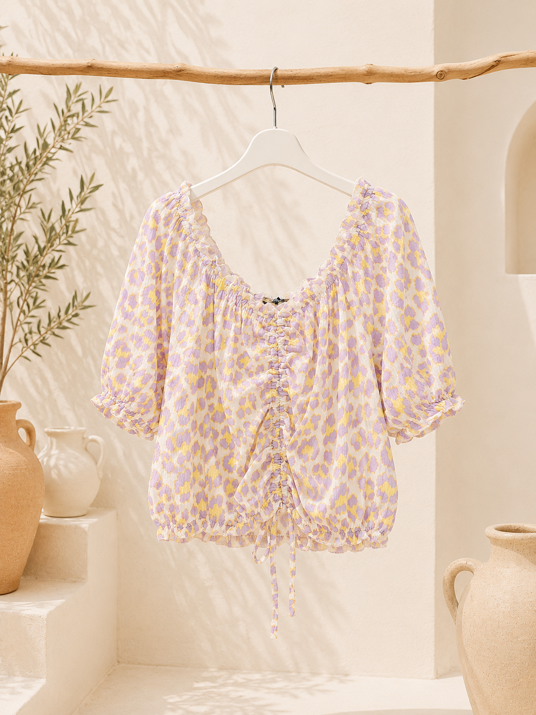 Bluse Cropped Musselin Aminas Leo Made in Italy 34-42 Sommerschnapper – vom Umtausch ausgeschlossen