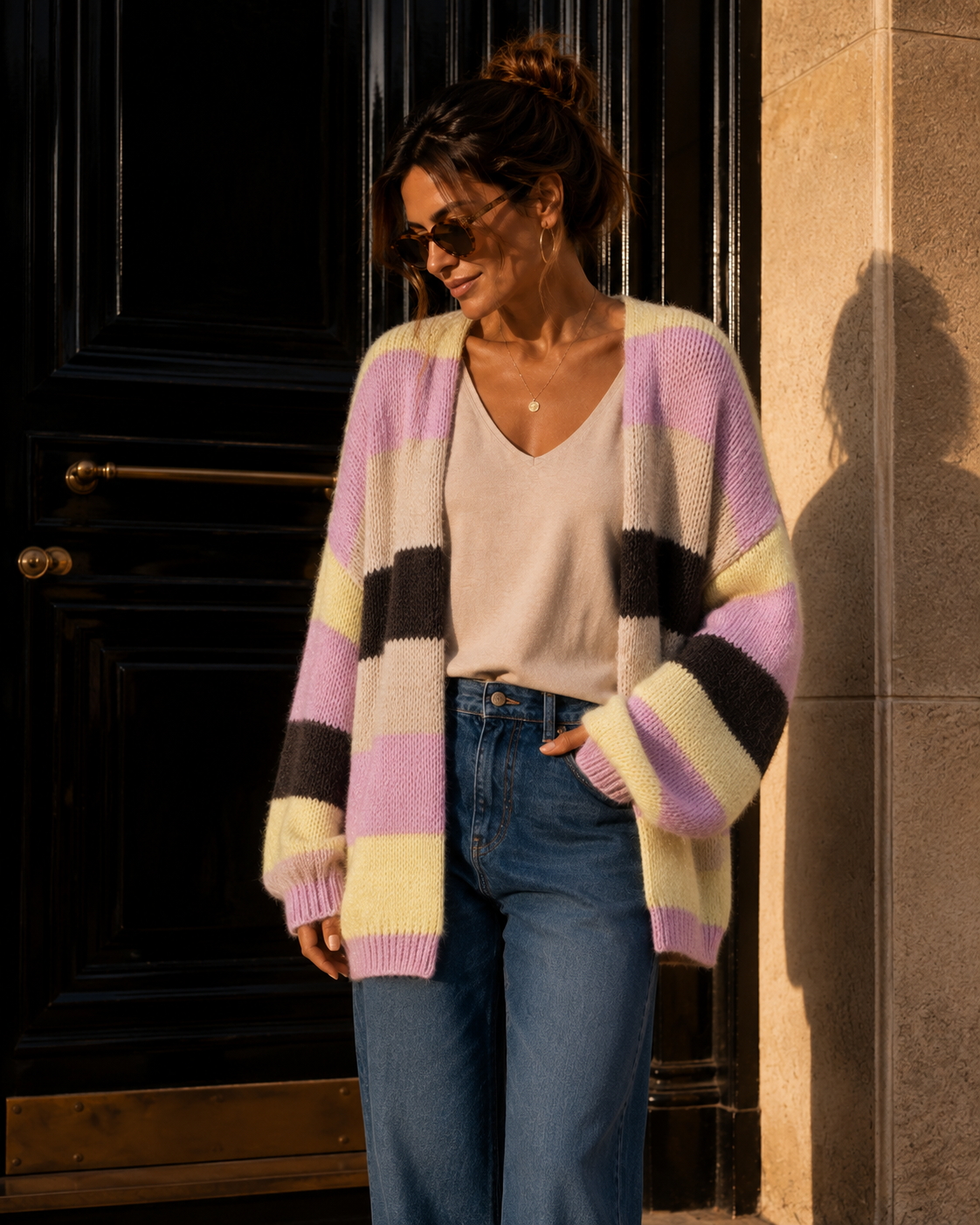 Cardigan mit Blockstreifen Strickjacke I SJ0035 I Made in Italy 34-44