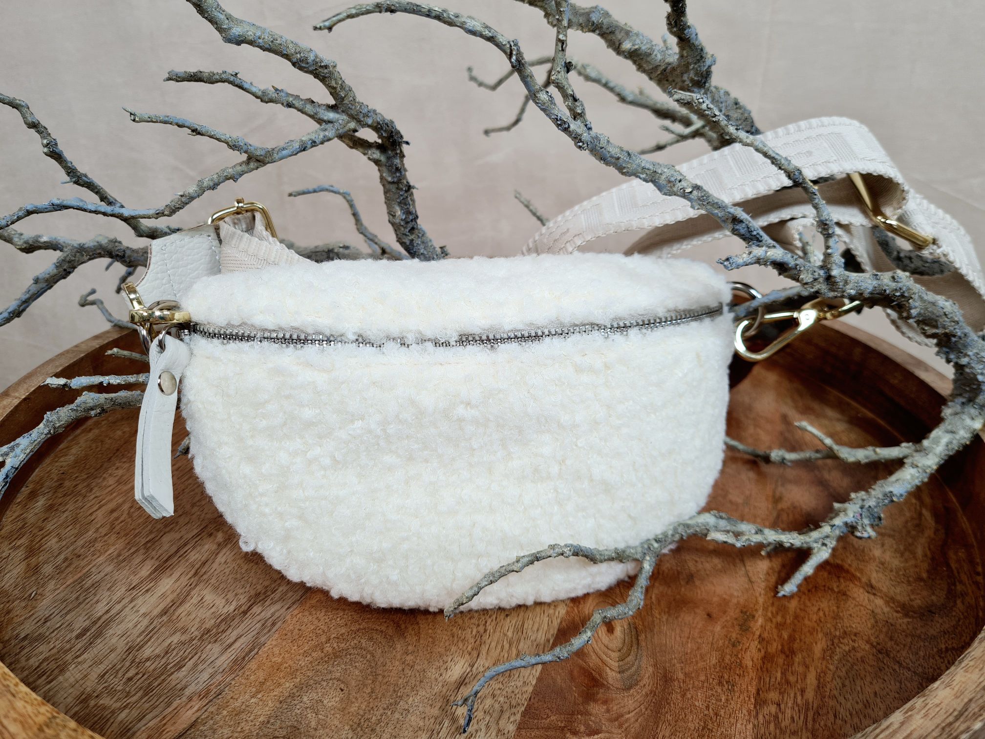 BAUCHTASCHE TEDDY S AURI CREME Umhängetasche mit Leder Made in Italy BAUCHTASCHE TEDDY S AURI CREME Umhängetasche mit Leder Made in Italy