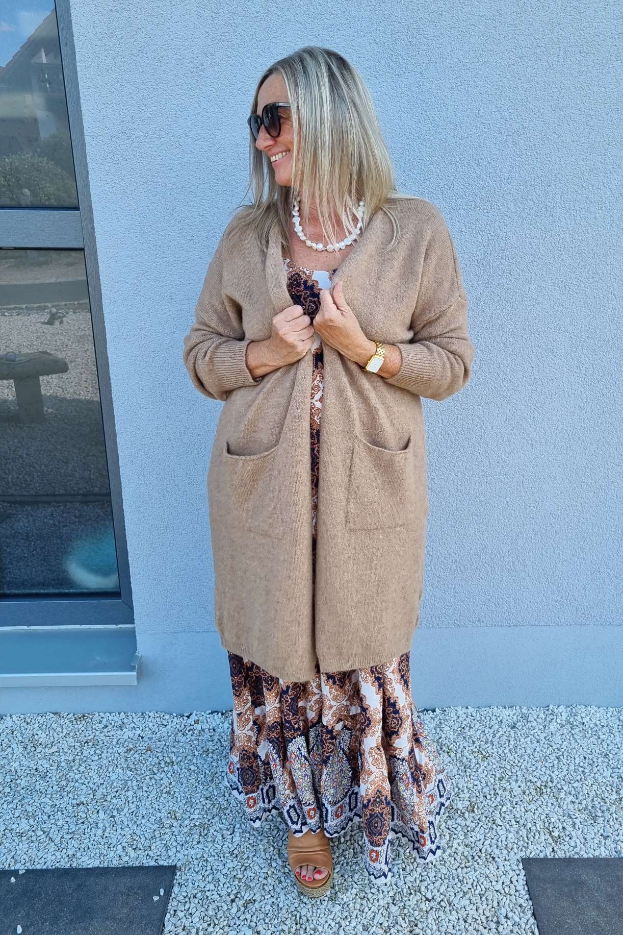EDLER KNIT CARDIGAN TEODORA CAMEL Strick Jacke Mantel 34-42 Made in Italy EDLER KNIT CARDIGAN TEODORA CAMEL Strick Jacke Mantel 34-42 Made in Italy