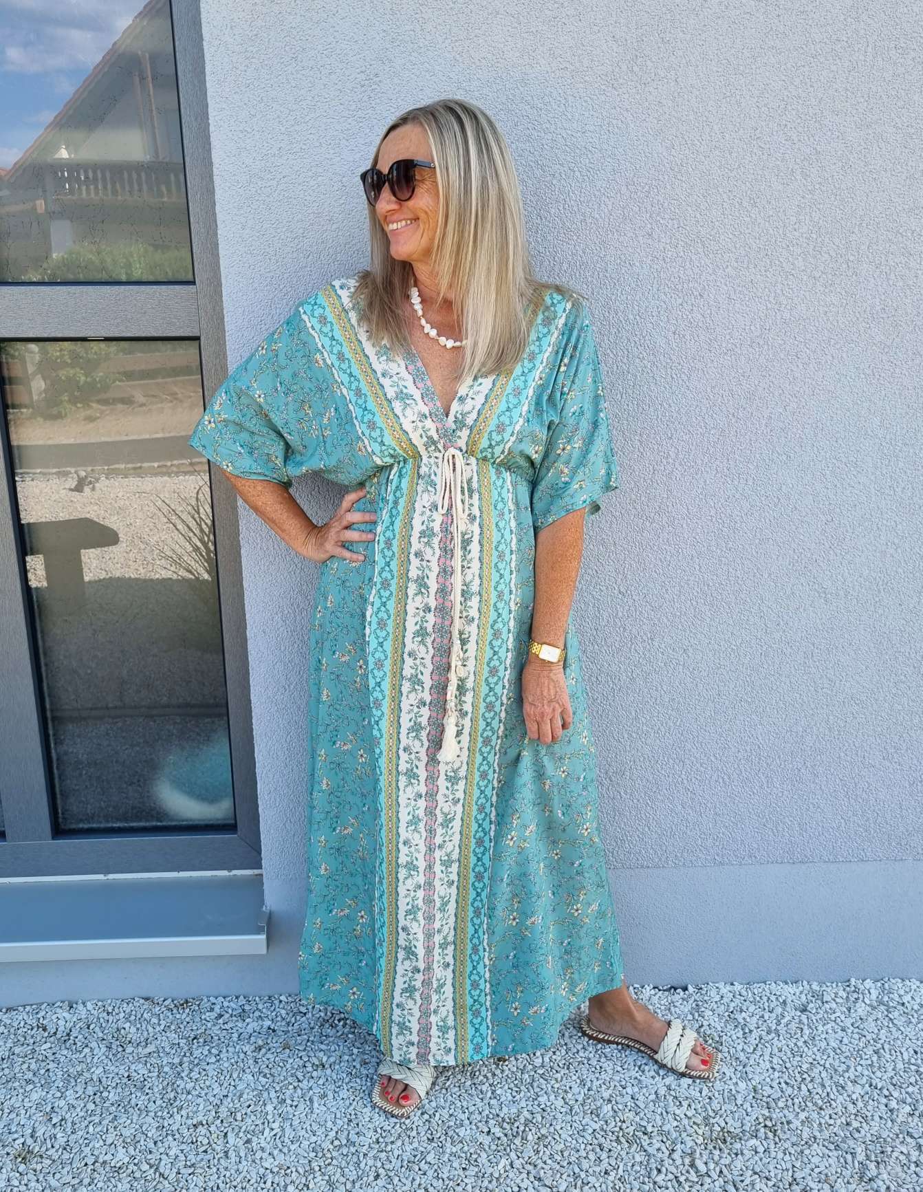 FLORAL MAXI DRESS VIVI MINT GRÜN 34-42 Made in Italy langes Sommer Kleid FLOWERS Blumen Boho FLORAL MAXI DRESS VIVI MINT GRÜN 34-42 Made in Italy langes Sommer Kleid FLOWERS Blumen Boho