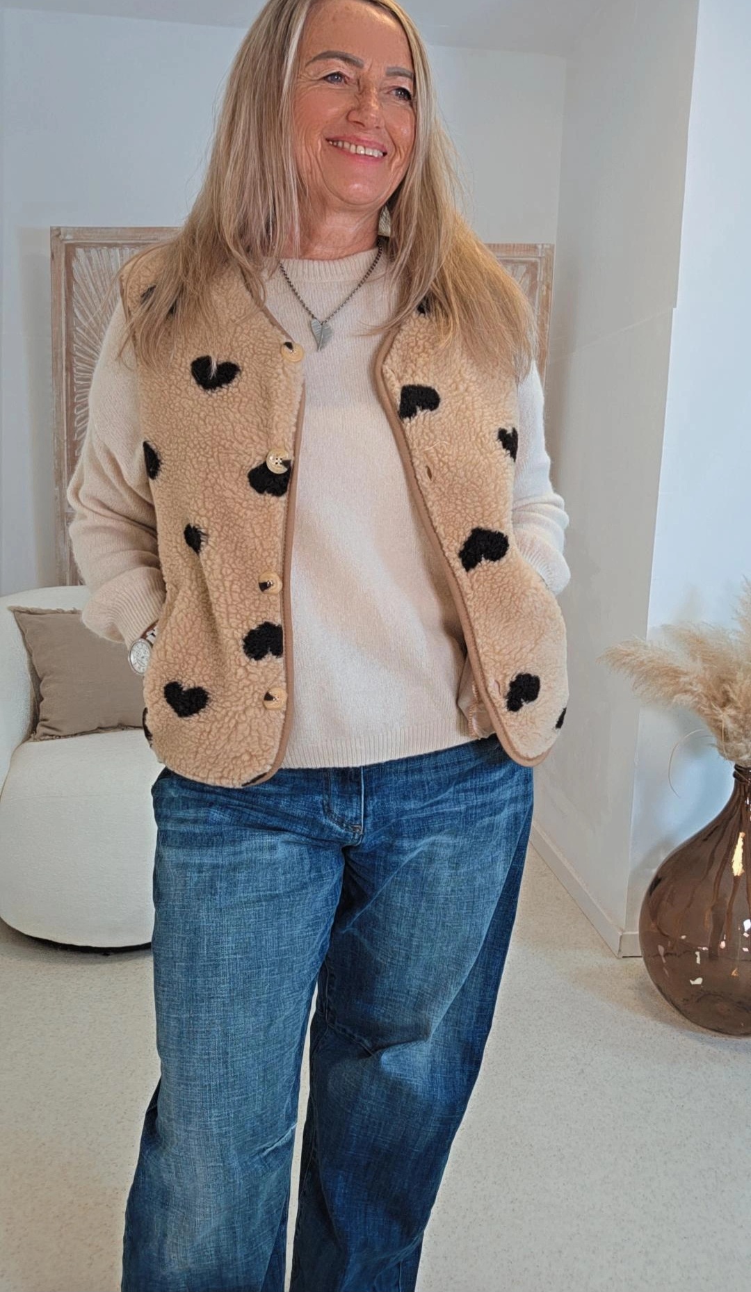 TRENDIGE TEDDY WESTE CLAUDIA SMALL HEART Made in Italy 34-42