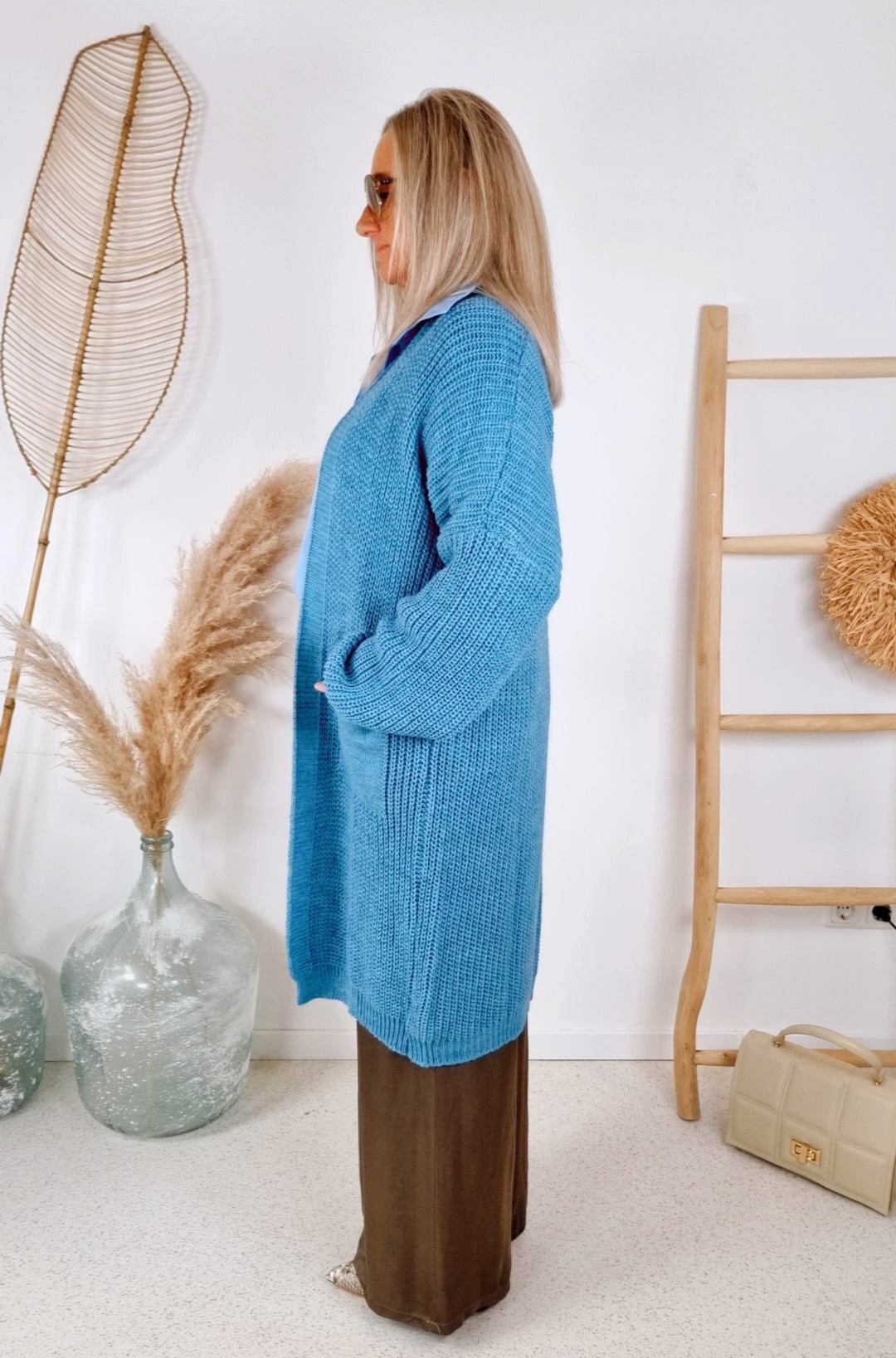 KNIT CARDIGAN RONJA BLAU 34-42 Made in Italy Strickjacke Strickmantel Mantel KNIT CARDIGAN RONJA BLAU 34-42 Made in Italy Strickjacke Strickmantel Mantel