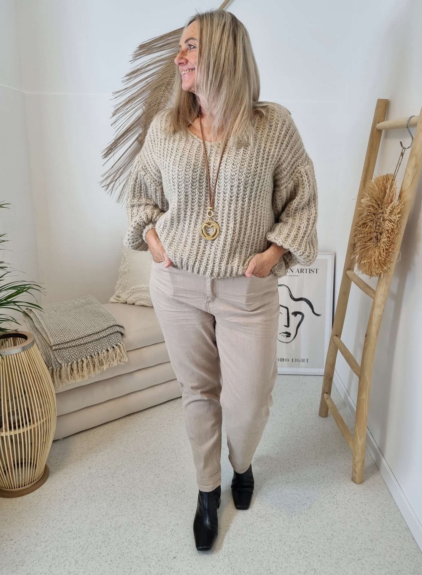 MOM JEANS EMILY BEIGE - VARIANTENARTIKEL Denim Baggy Stretch Hose MOM JEANS EMILY BEIGE - VARIANTENARTIKEL Denim Baggy Stretch Hose