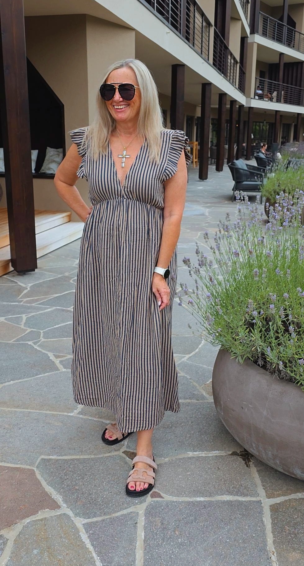 MUSSELIN KLEID ZOE STRIPES 34 - 42 Made in Italy ärmellos Rüsche 