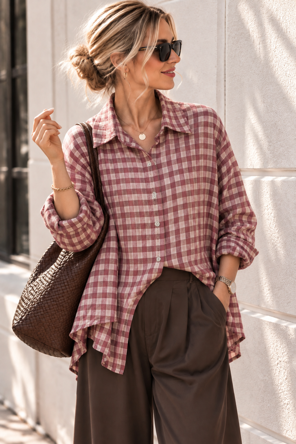 Oversize-Karo-Bluse BL0105 – Made in Italy Gr. 34-44 Karo kariert