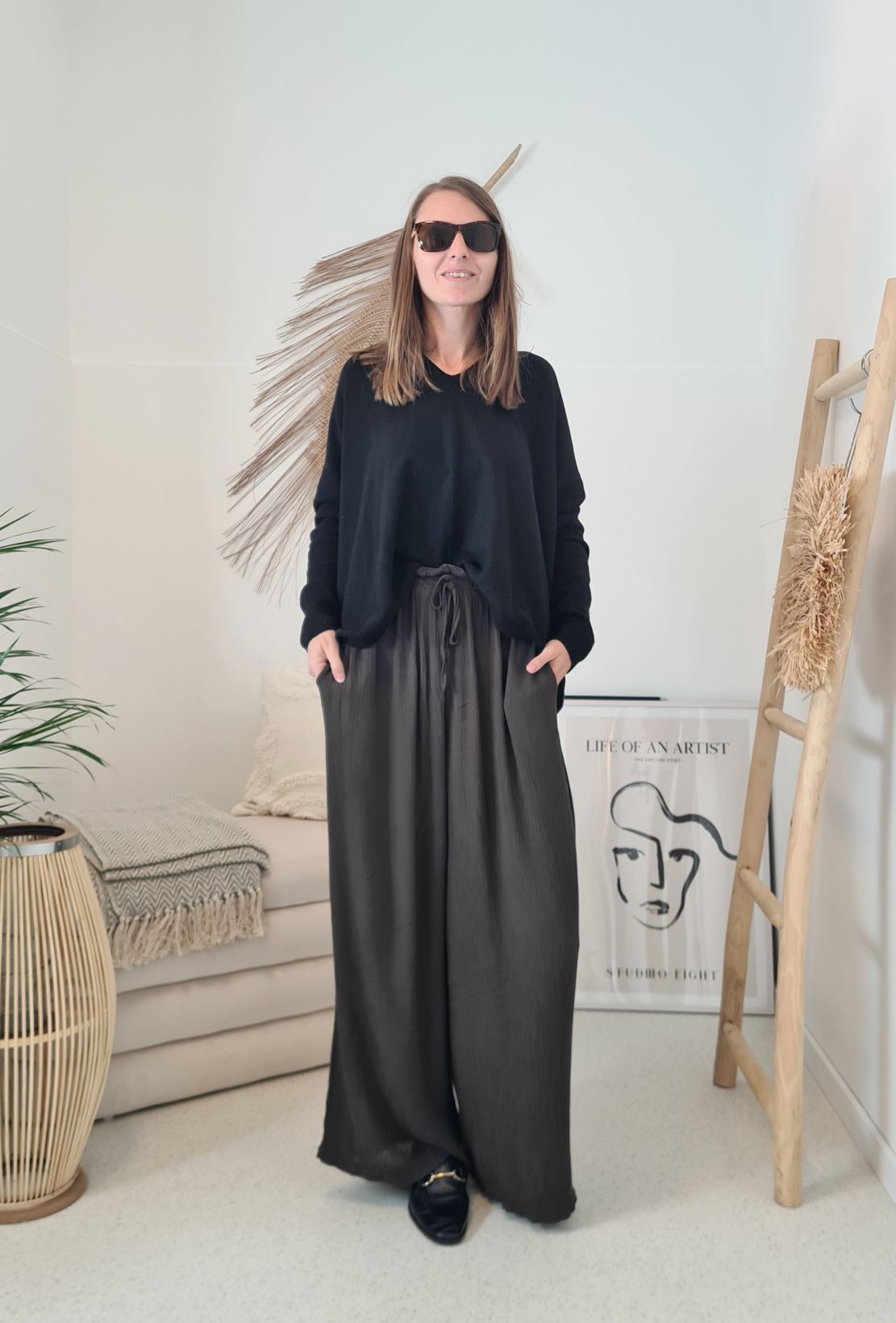EDLE HOSE INESSA DUNKELBRAUN Viskose Hose Made in Italy Palazzohose PANT Musselin Art 34-40 EDLE HOSE INESSA DUNKELBRAUN Viskose Hose Made in Italy Palazzohose PANT Musselin Art 34-40