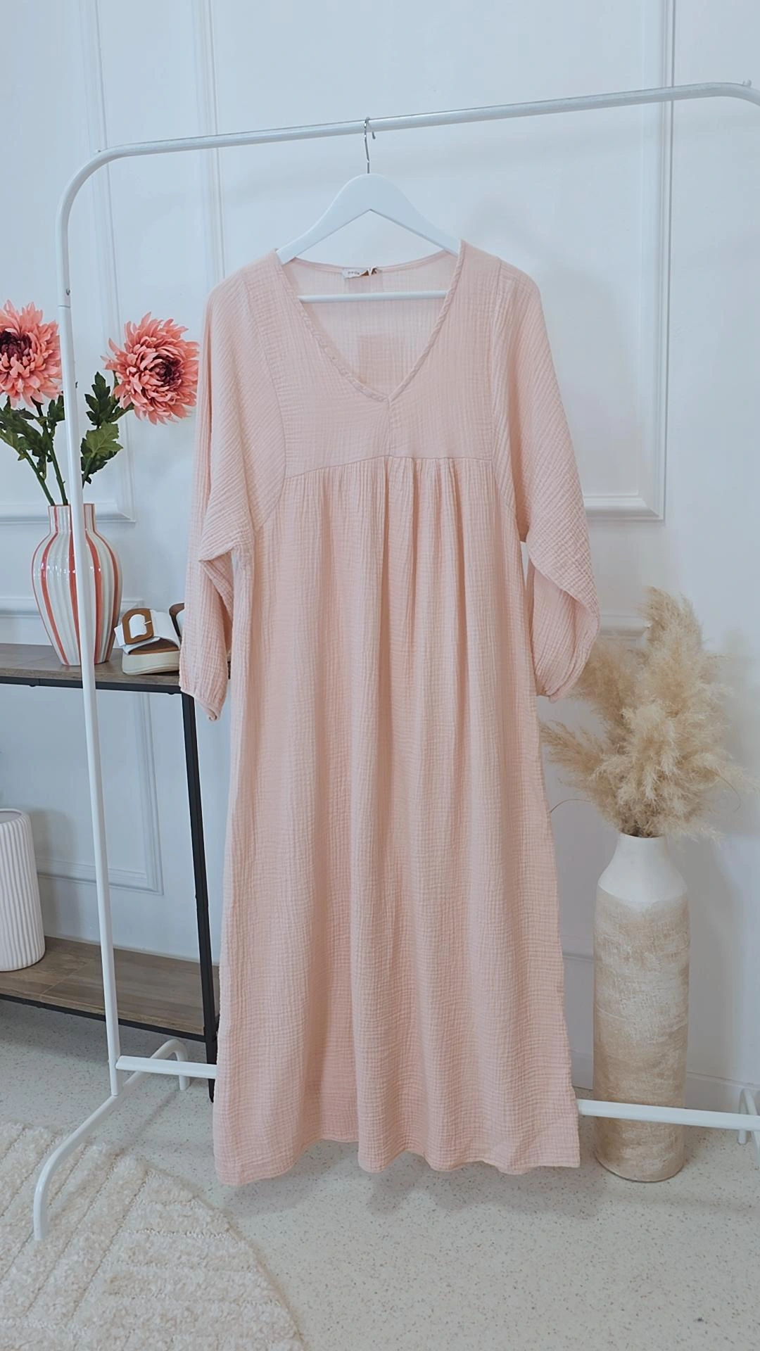 MUSSELIN MAXI DRESS PAROS NEW Made in Italy 34-44/46  Oversize Kleid