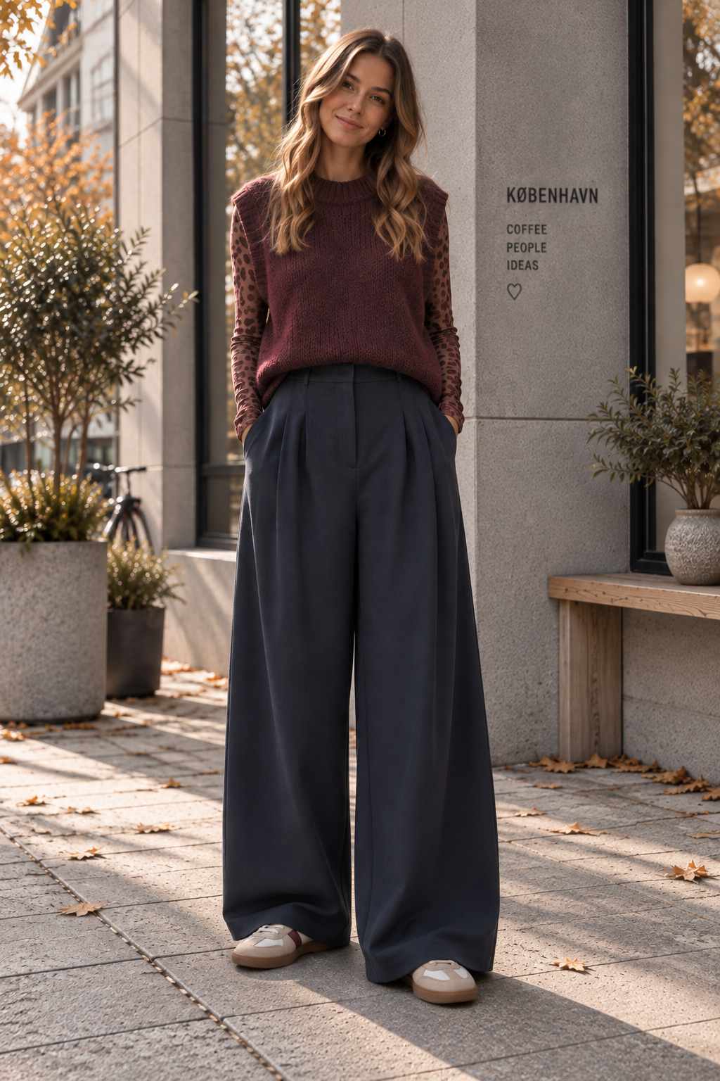 Hose Wide-Leg Butterweich mit Bundfalten HO0020 I Made in Italy 34-42/44
