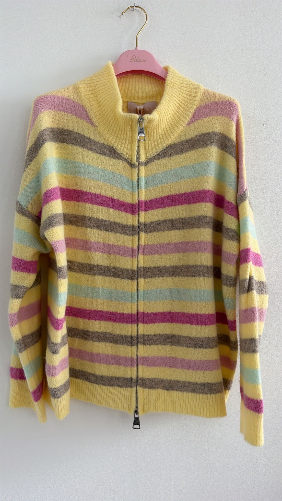 Strickjacke mit Streifen & Zwei-Wege-Reißverschluss Cardigan I NO.SJ0022 I Made in Italy 34-40/42