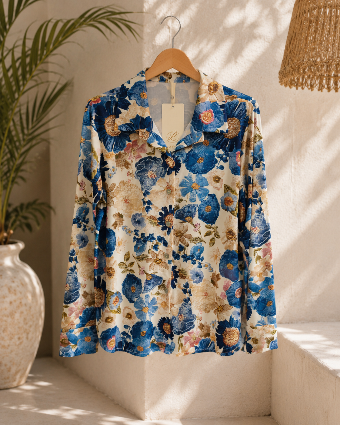 Bluse Jasmin – Edle Kofferbluse mit floralem Muster –  Made in Italy Gr 34-42