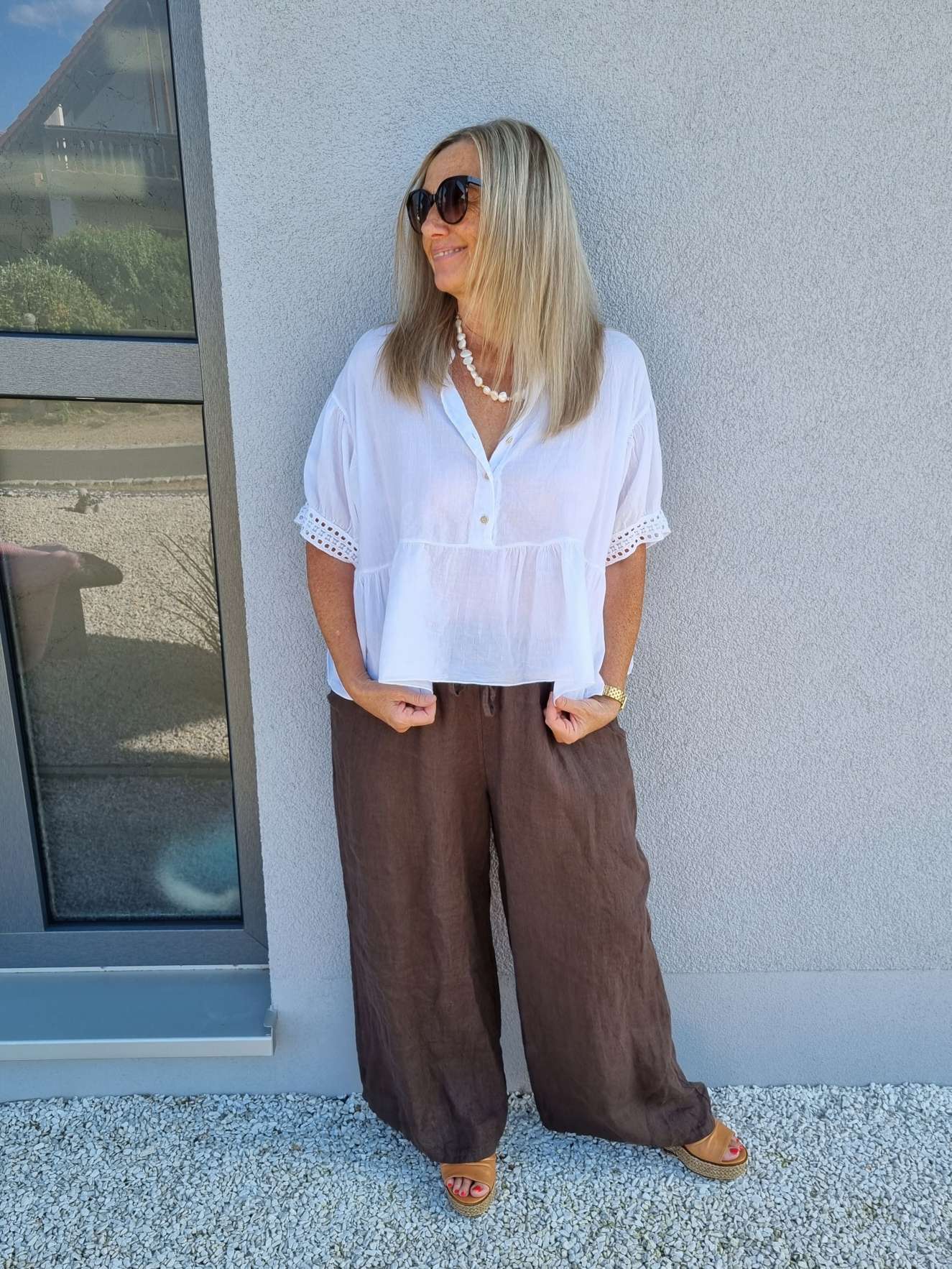 LINEN MARLENE PANT BRIGITTE BRAUN Pocket 34-42 Made in Italy weite Leinen Hose mit Taschen LINEN MARLENE PANT BRIGITTE BRAUN Pocket 34-42 Made in Italy weite Leinen Hose mit Taschen