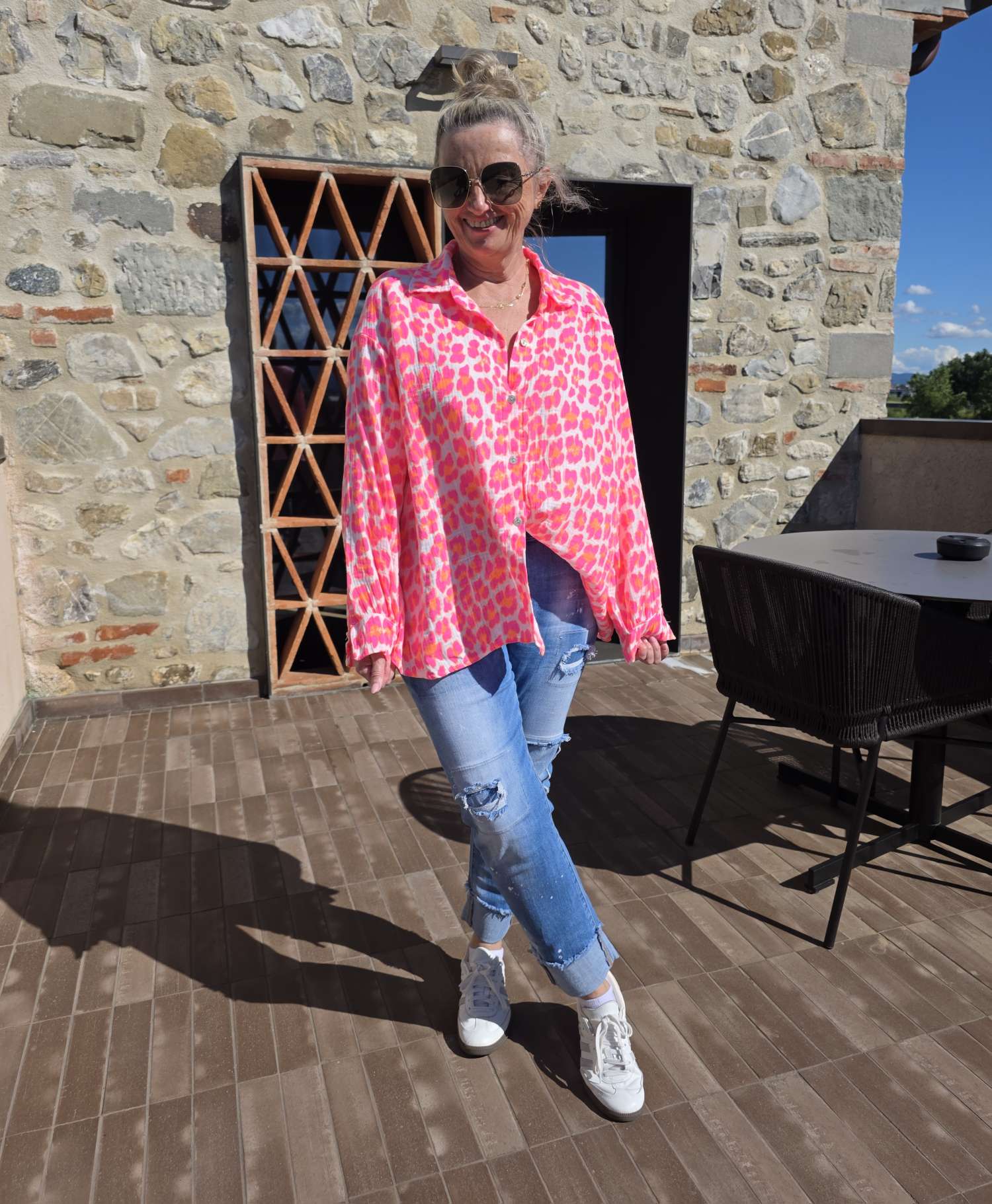 MUSSELIN BLUSE MEGAN LEO KURZ Made in Italy 34-44