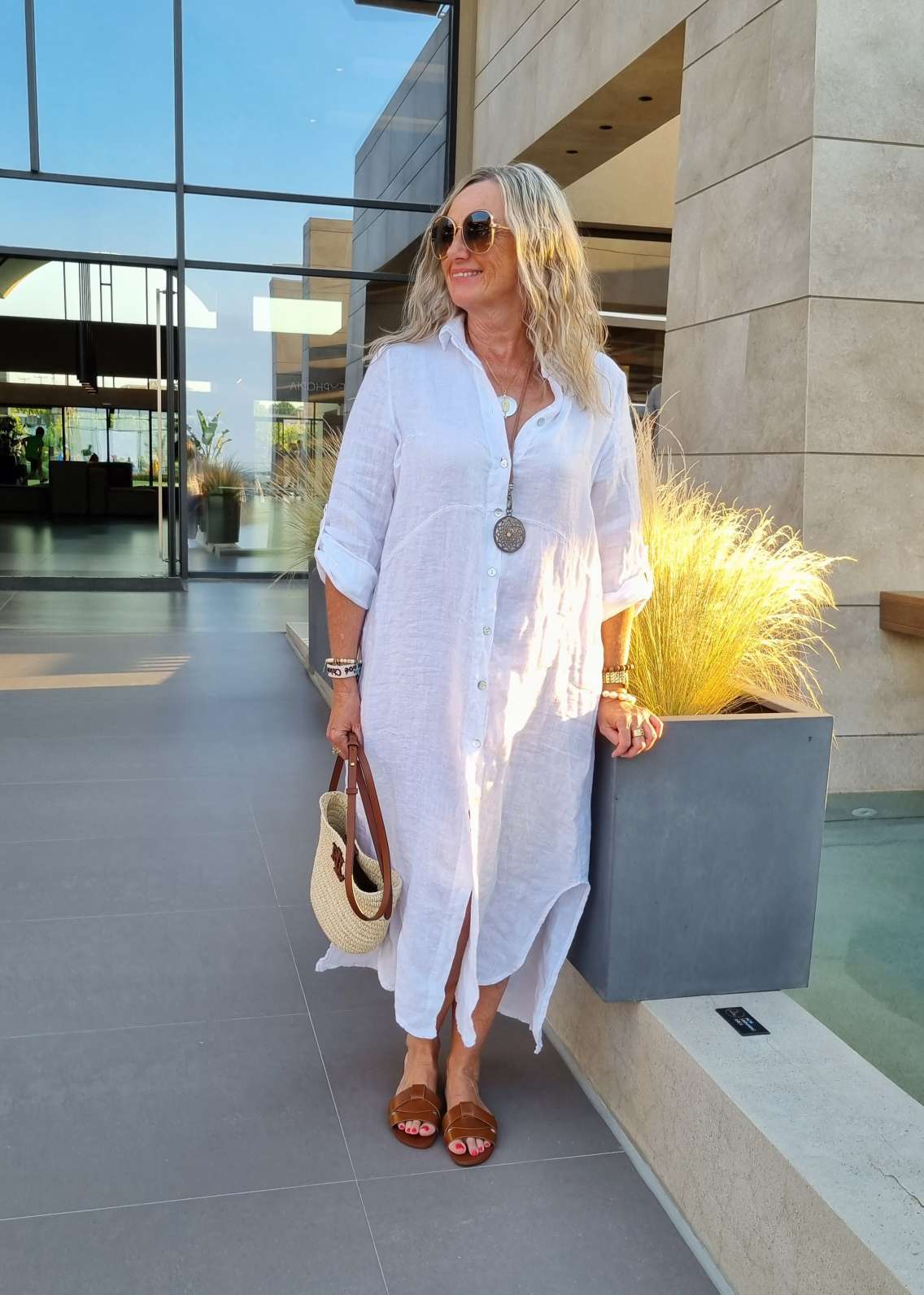 LINEN DESS WANDA 2 WEISS 34-40 Made in Italy Leinen Kleid Long Bluse Mantel LINEN DESS WANDA 2 WEISS 34-40 Made in Italy Leinen Kleid Long Bluse Mantel