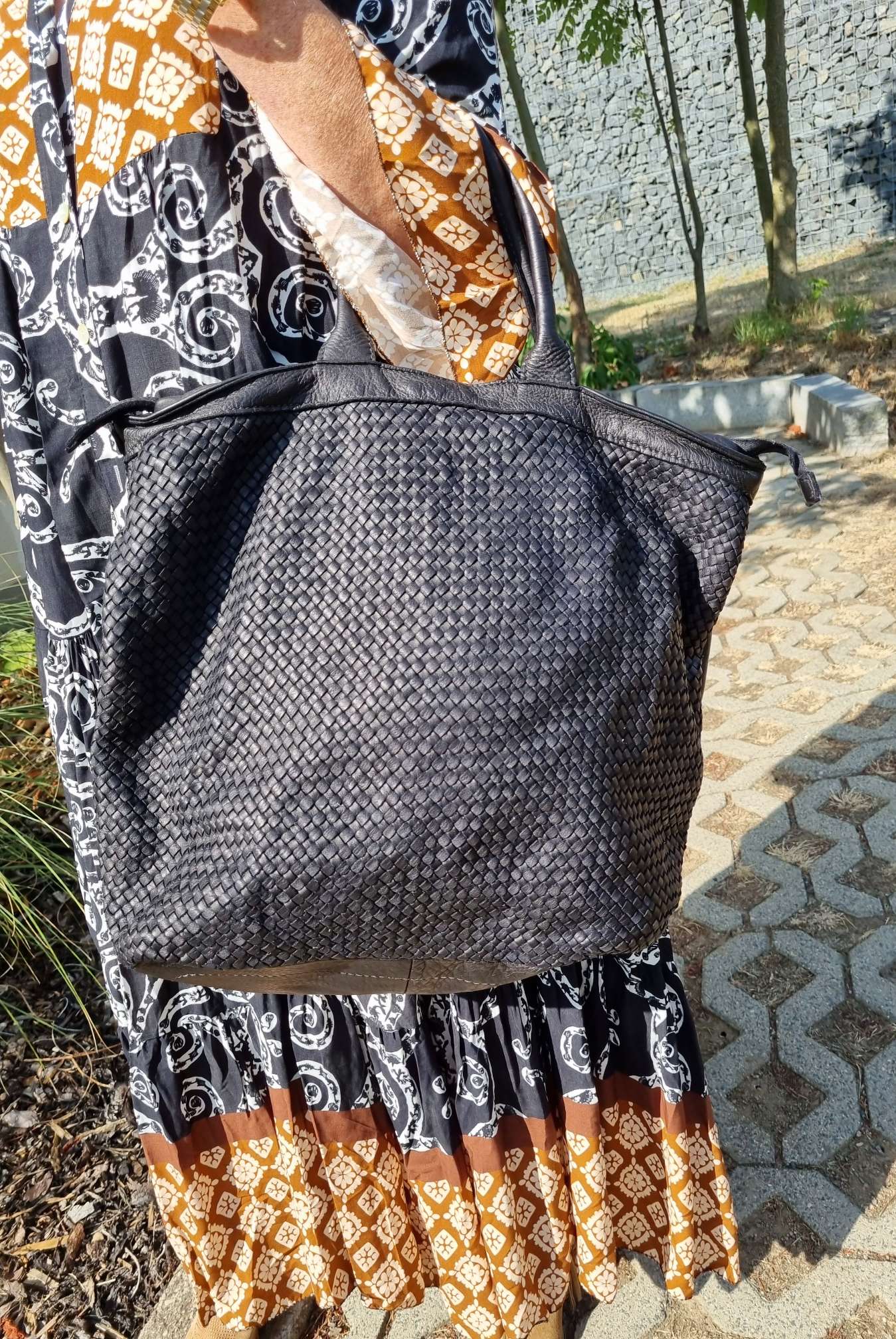 BIG LEDER SHOPPER BELISA SCHWARZ FEIN gewaschenes Leder Tasche geflochten Made in Italy Ledertasche BIG LEDER SHOPPER BELISA SCHWARZ FEIN gewaschenes Leder Tasche geflochten Made in Italy Ledertasche
