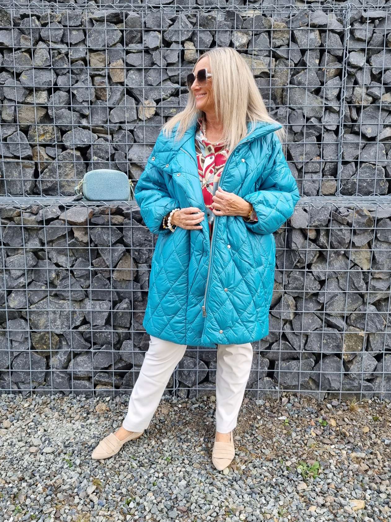 COAT NICOLETTA TÜRKIS Oversize Steppjacke lange Jacke Mantel Italy Style versch. Größen COAT NICOLETTA TÜRKIS Oversize Steppjacke lange Jacke Mantel Italy Style versch. Größen