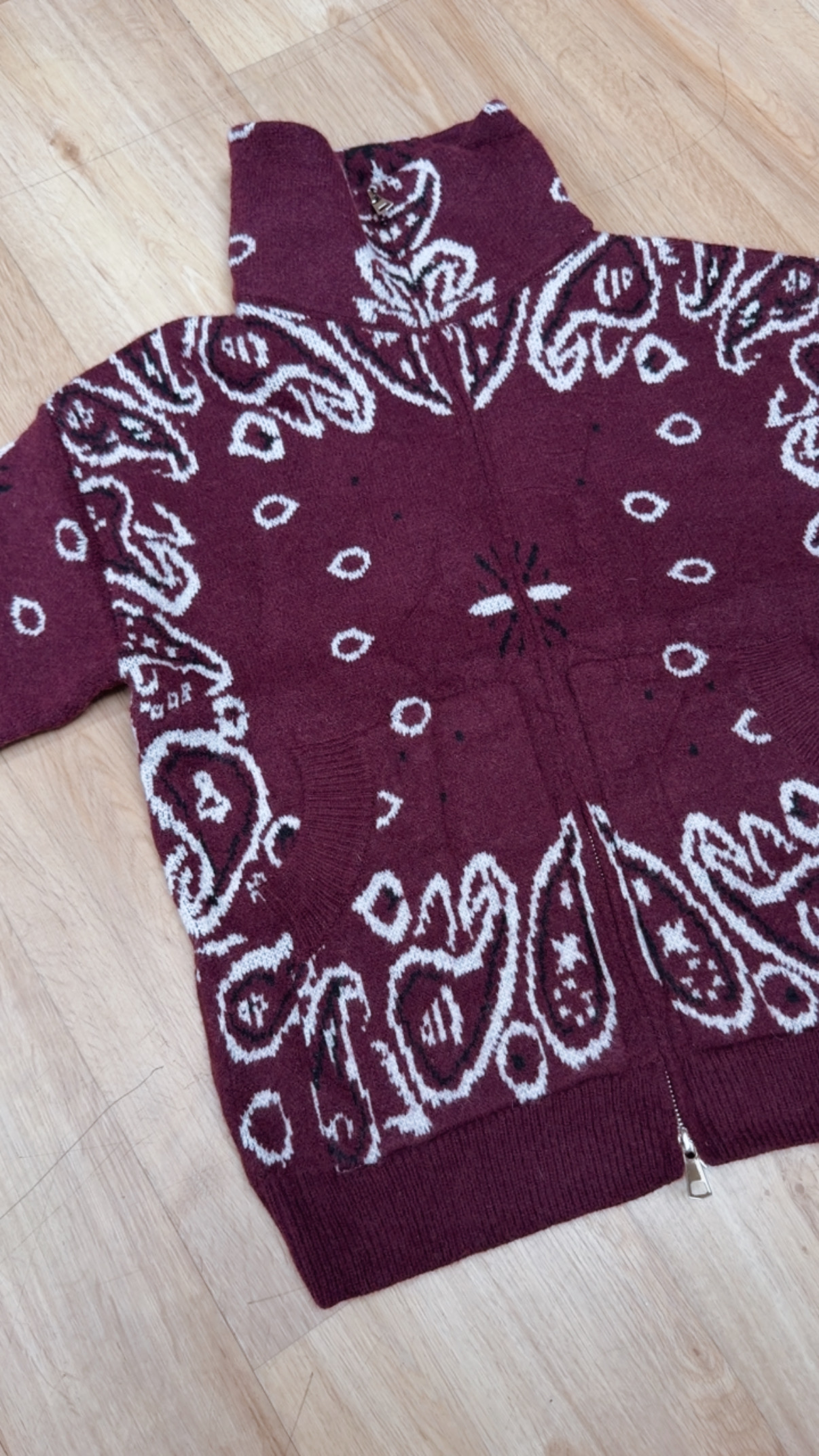 Zipper-Strickjacke mit Paisley-Muster SJ0165 I Made in Italy 34-40/42