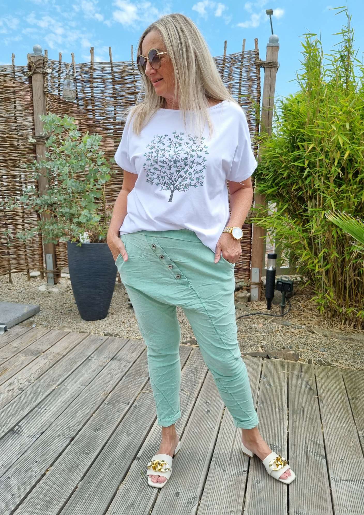 BAGGY JOGPANT CHRISTINA MINT GRÜN 36-42 Made in Italy Freizeit Hose Jogger Jogginghose Stoffhose BAGGY JOGPANT CHRISTINA MINT GRÜN 36-42 Made in Italy Freizeit Hose Jogger Jogginghose Stoffhose