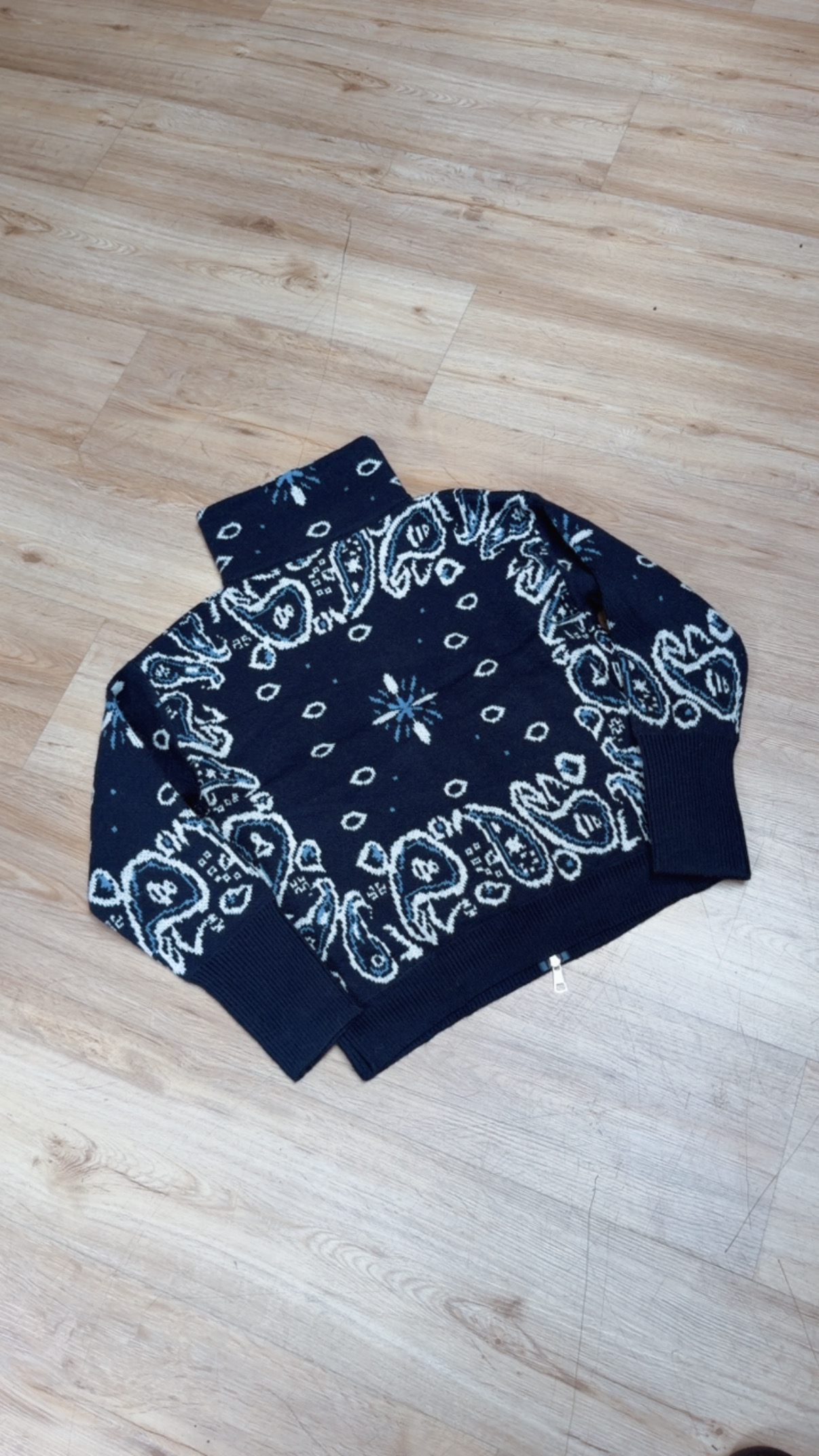 Zipper-Strickjacke mit Paisley-Muster SJ0165 I Made in Italy 34-40/42