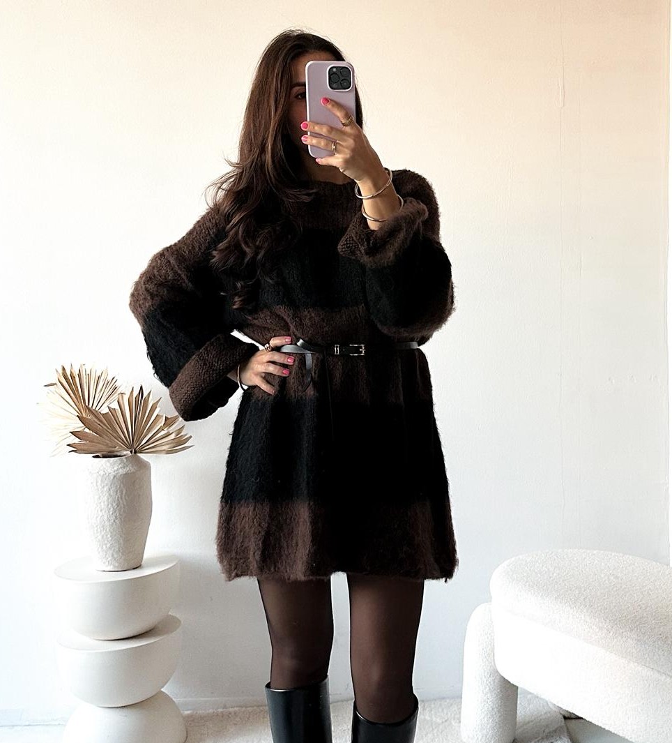 COZY KNIT SWEATER CIAM STRIPES LANG / OVERSIZE 34 - 46 Strick Pullover, Strick-Kleid Made in Italy