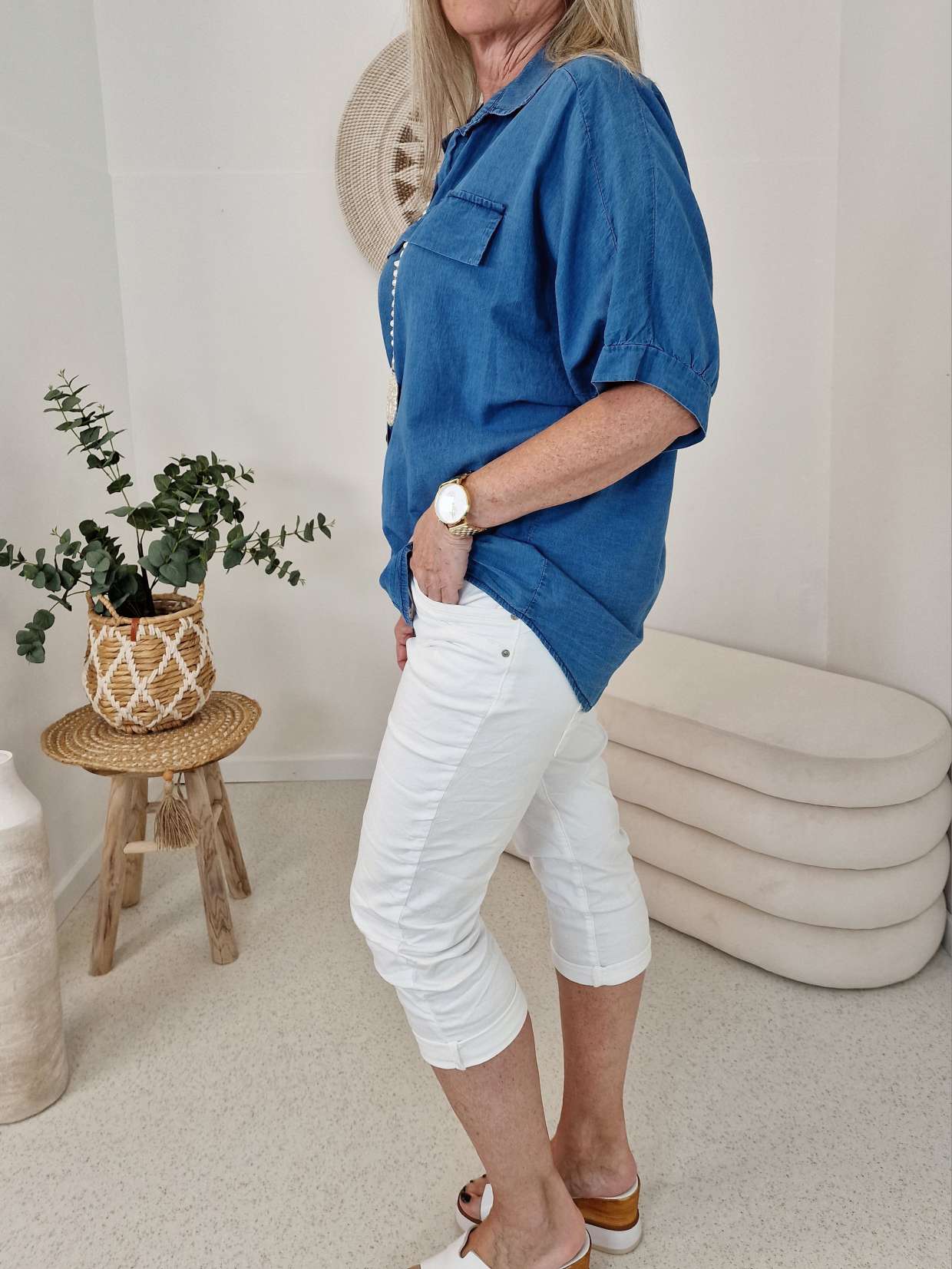 JEANS BLUSE CORBY 34-42 Made in Italy Oversize Shirt Hemd Denim Jacke JEANS BLUSE CORBY 34-42 Made in Italy Oversize Shirt Hemd Denim Jacke